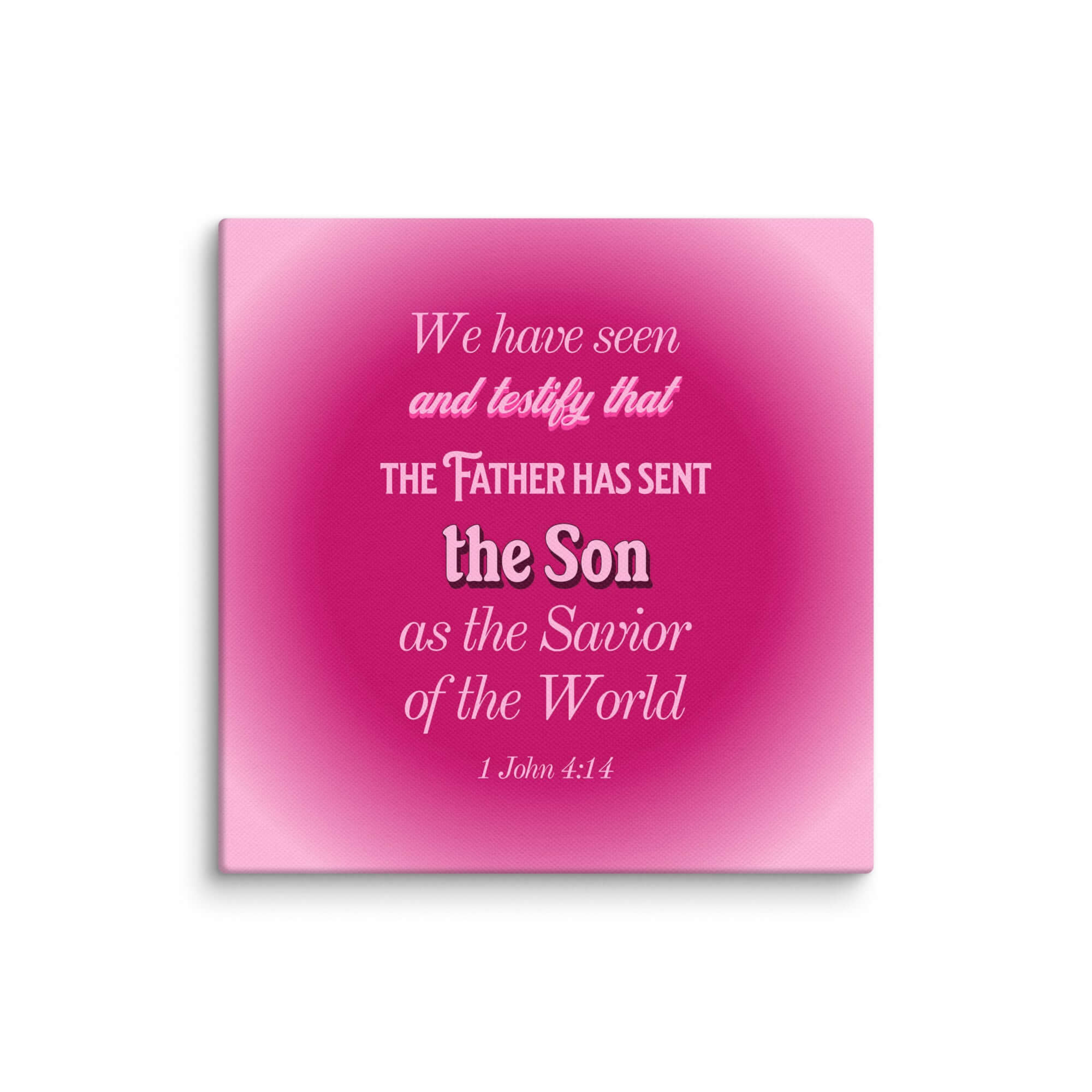 1 John 4:14 Bible Verse, that the Father Canvas Print Wall Art 12″×12″