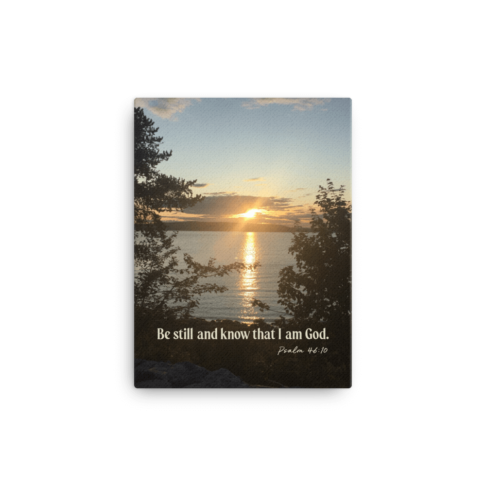Psalm 46:10 Bible Verse, Sunset Glory Canvas Print Wall Art 12″×16″