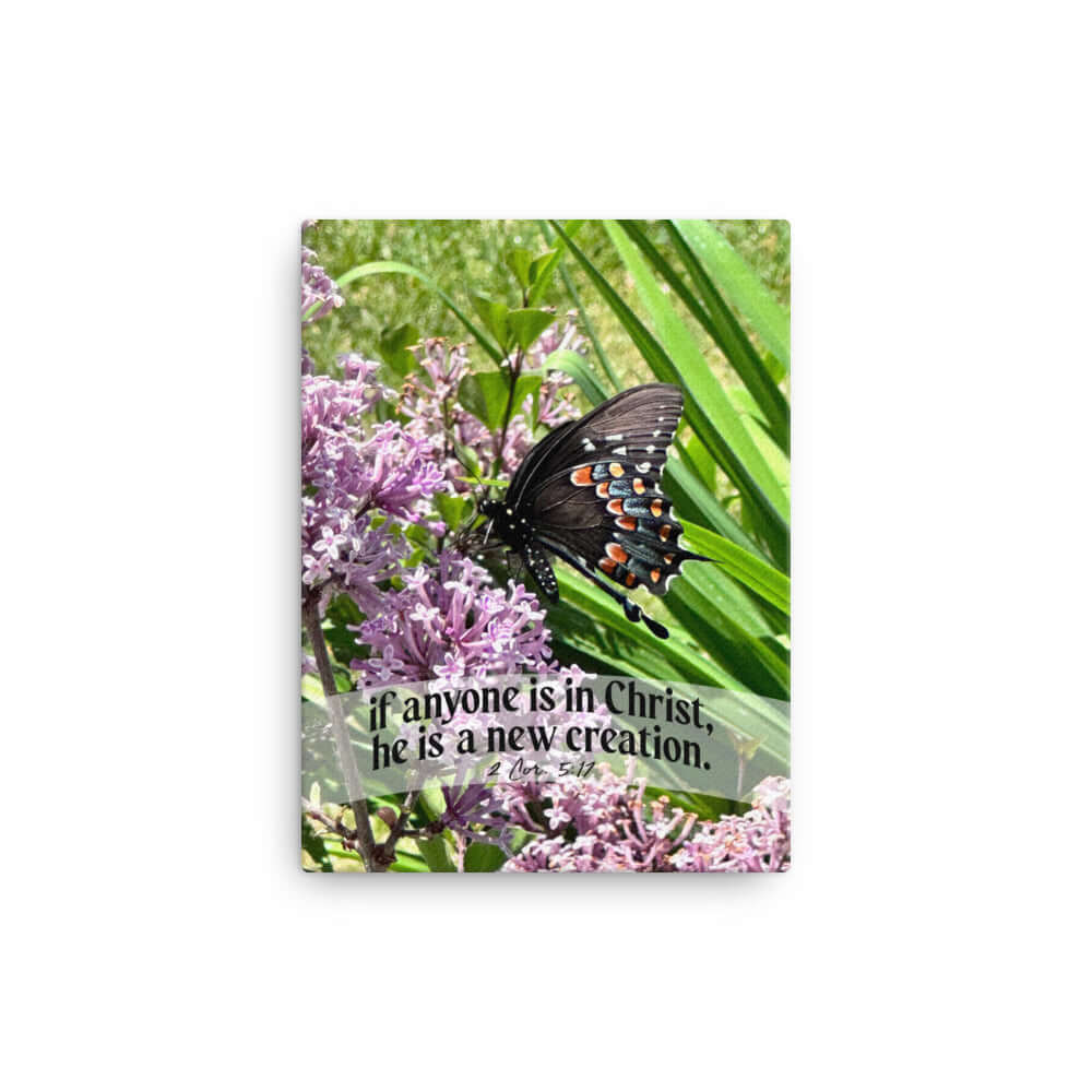 2 Corinthians 5:17 Bible Verse, Butterfly Canvas Print Wall Art 12″×16″