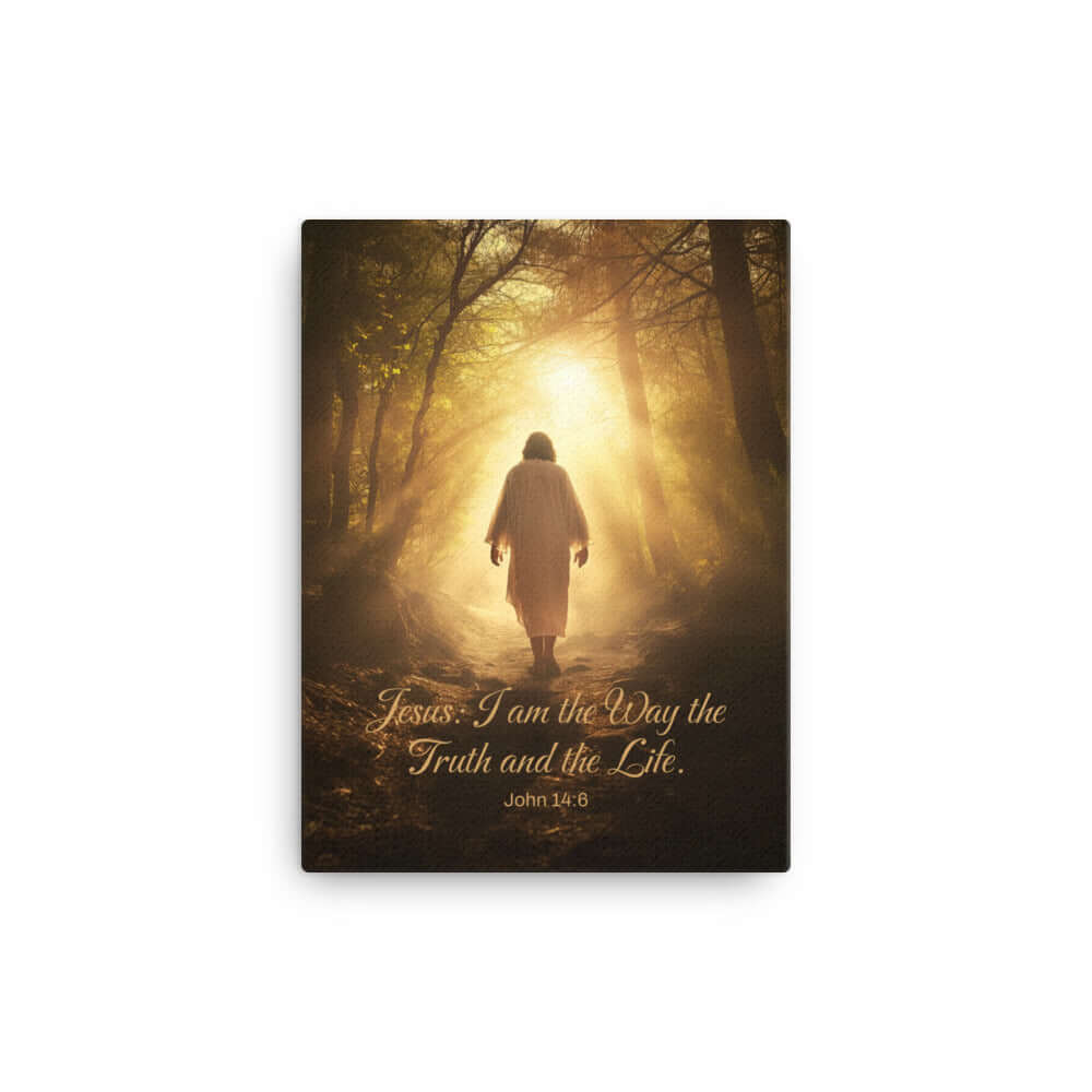 John 14:6 Bible Verse, Forest Image Canvas Print Wall Art 12″×16″