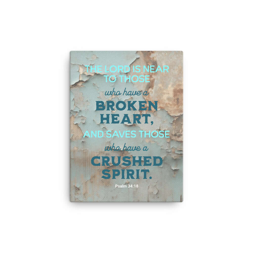 Psalm 34:18 Bible Verse, The LORD is Near Canvas Print Wall Art 12″×16″