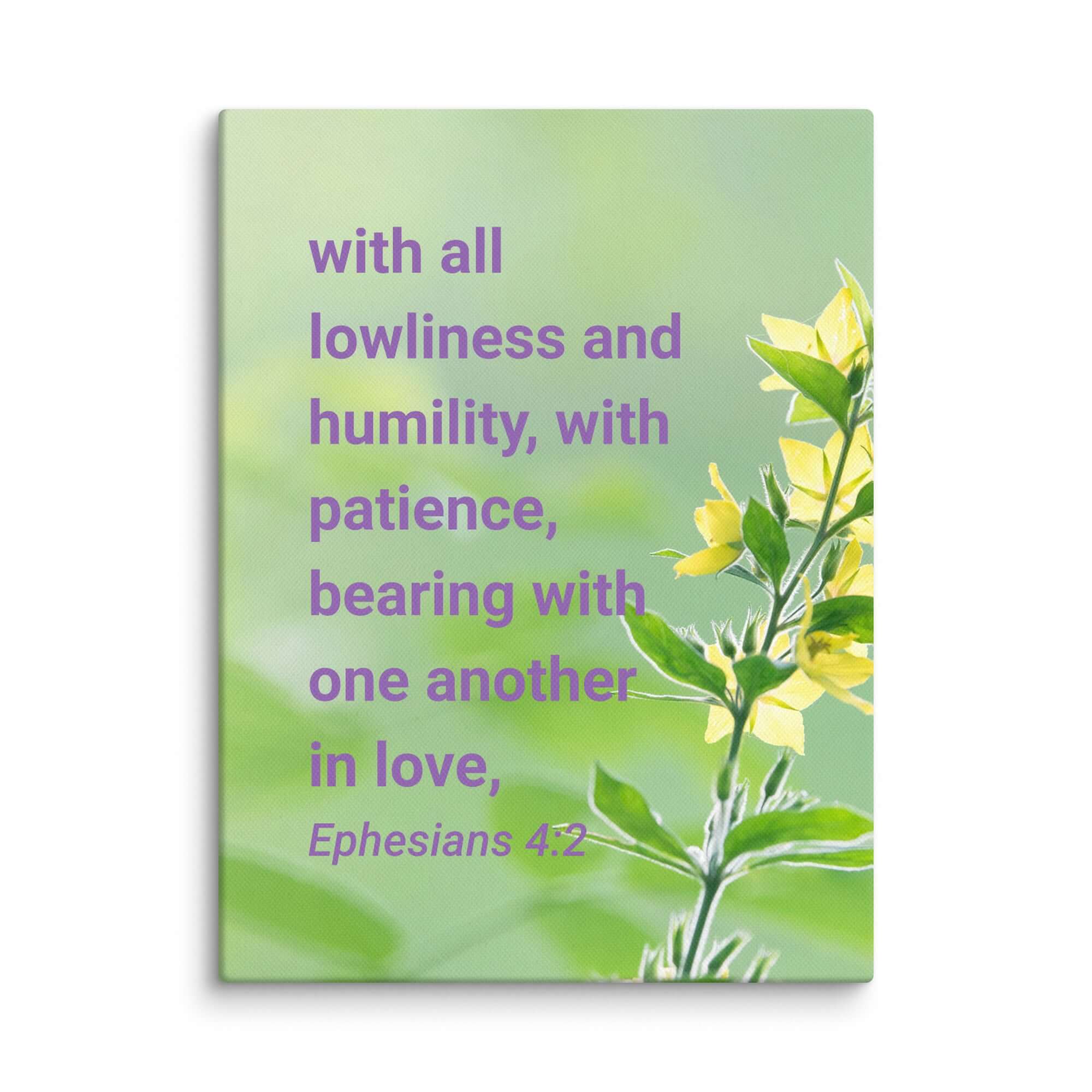 Ephesians 4:2 Bible Verse, one another in love Canvas Print Wall Art 12″×16″