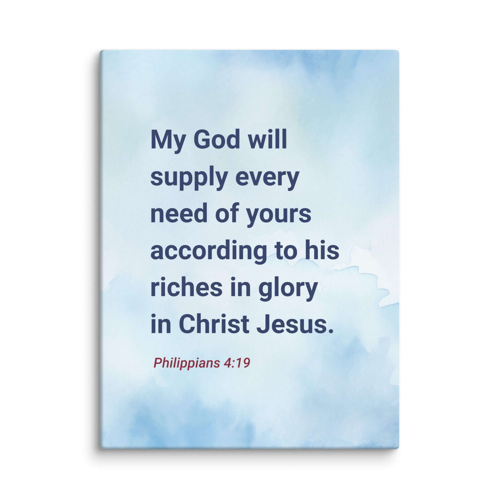 Philippians 4:19 Bible Verse, God will supply Canvas Print Wall Art 12″×16″