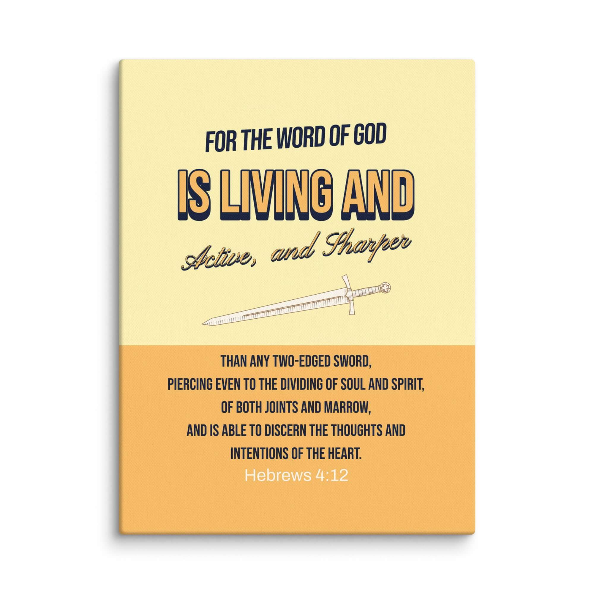 Hebrews 4:12 Bible Verse, living and active Canvas Print Wall Art 12″×16″