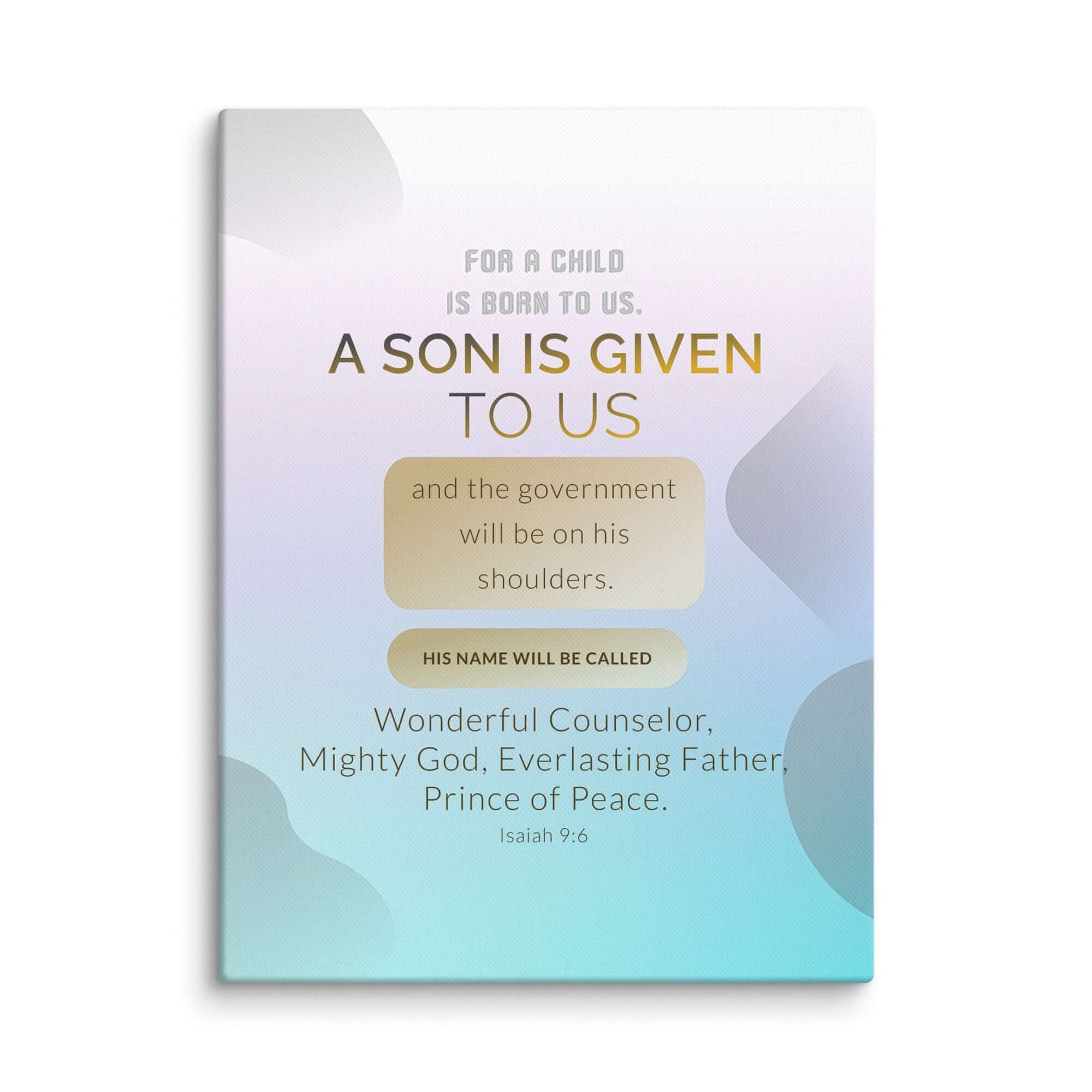 Isaiah 9:6 Bible Verse, Wonderful Counselor Canvas Print Wall Art 12″×16″