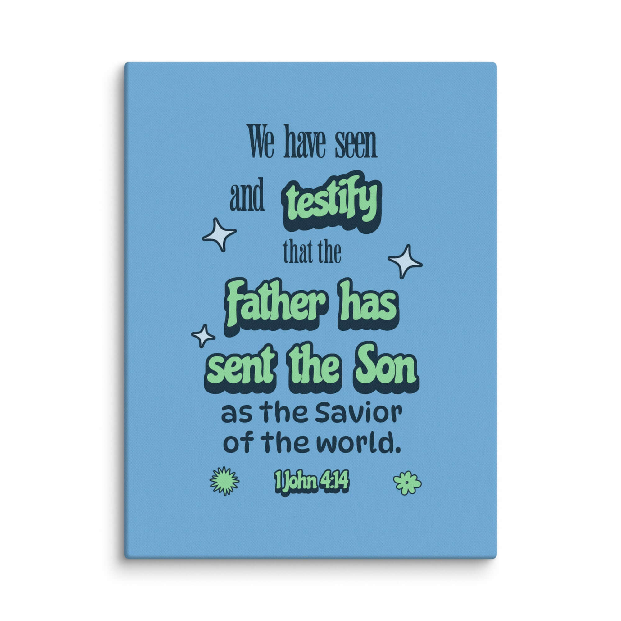 1 John 4:14 Bible Verse, sent the Son Canvas Print Wall Art 12″×16″