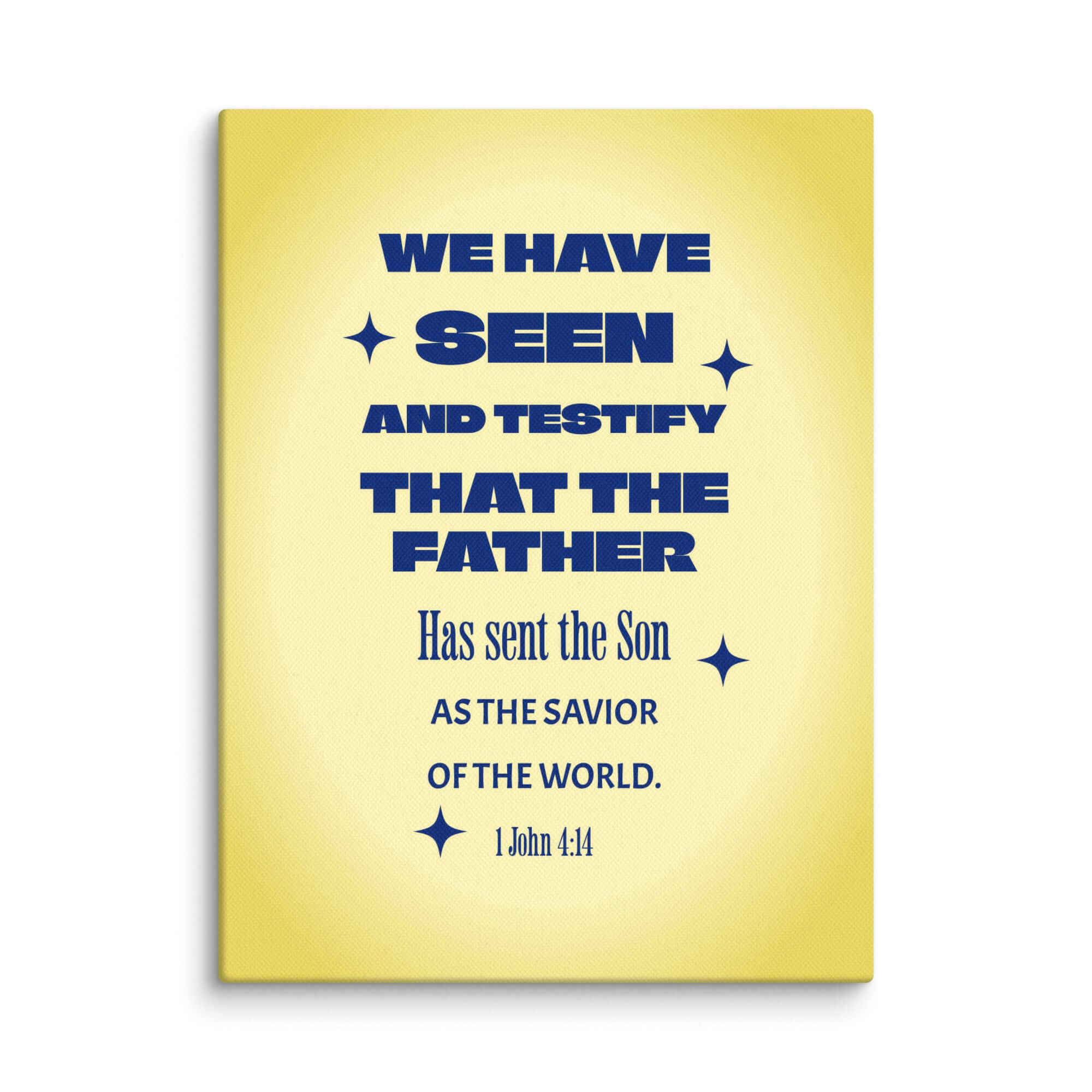 1 John 4:14 Bible Verse, Savior of the world Canvas Print Wall Art 12″×16″