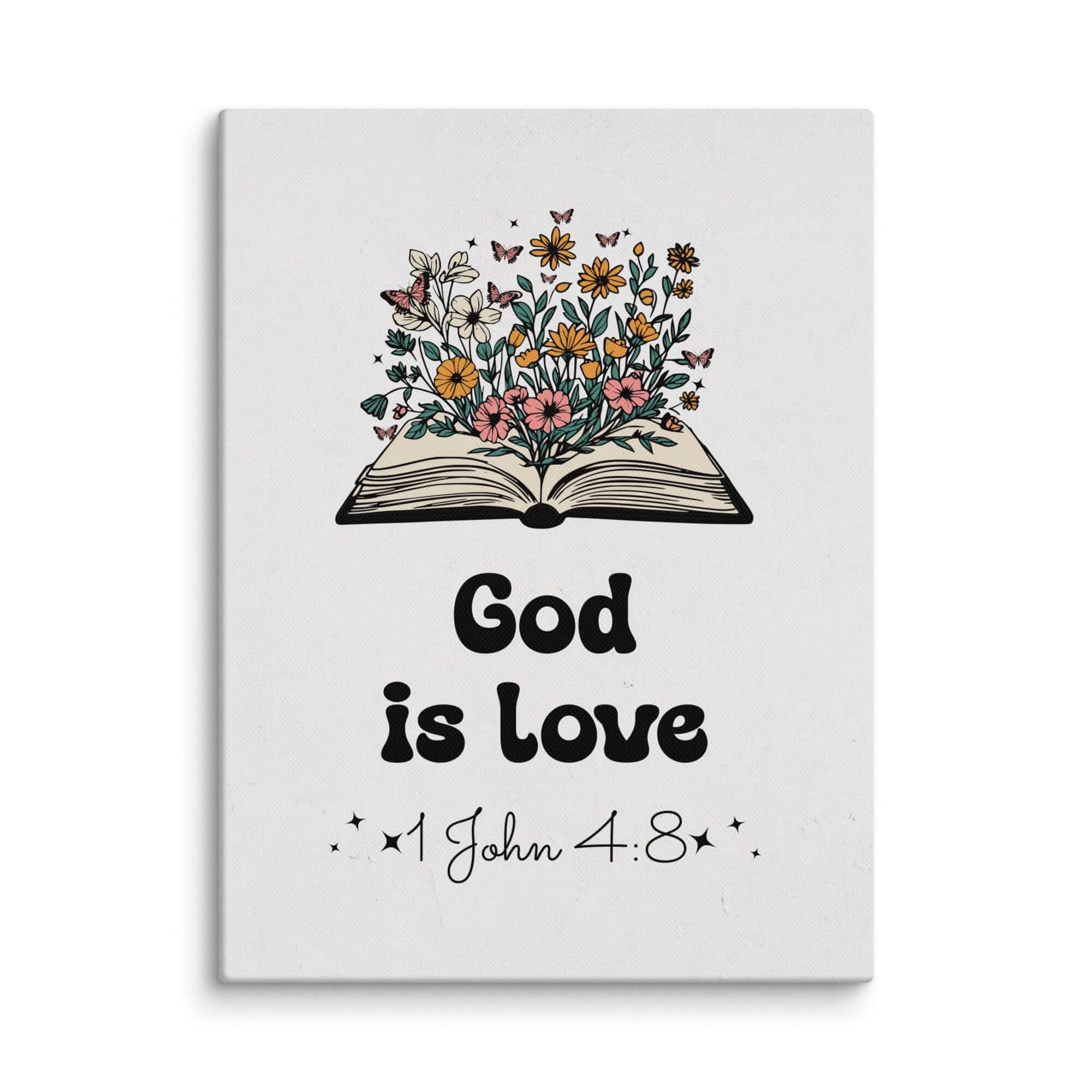 1 John 4:8 Bible Verse, God is Love Canvas Print Wall Art 12″×16″