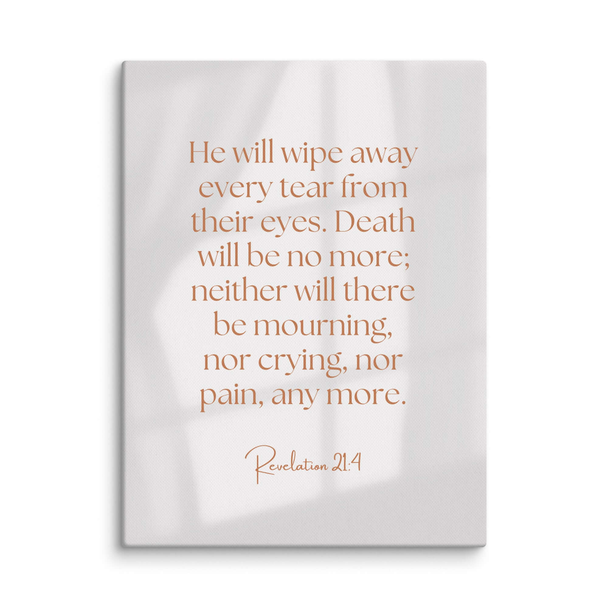 Revelation 21:4 Bible Verse, He will wipe Canvas Print Wall Art 12″×16″