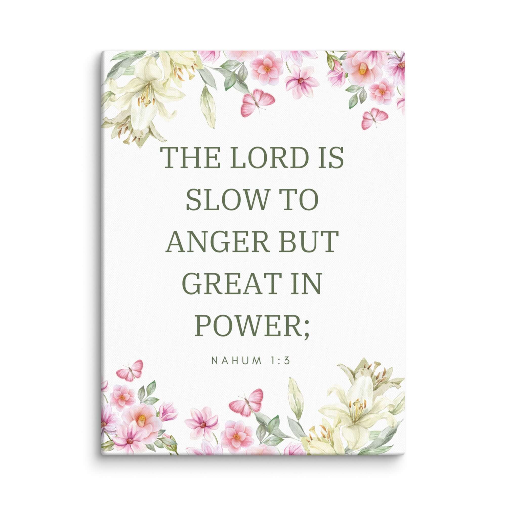 Nahum 1:3 Bible Verse, slow to anger Canvas Print Wall Art 12″×16″