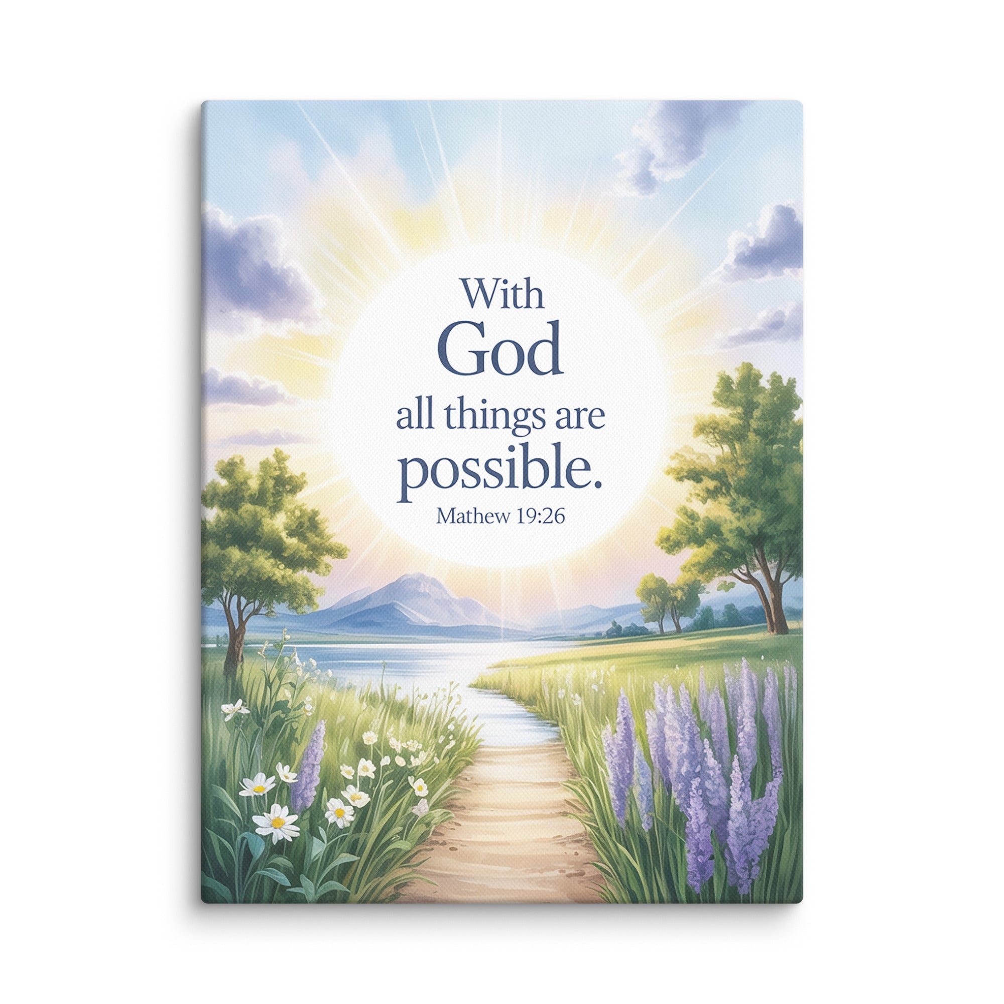 Matthew 19:26 Bible Verse Looking at Canvas 12″×16″