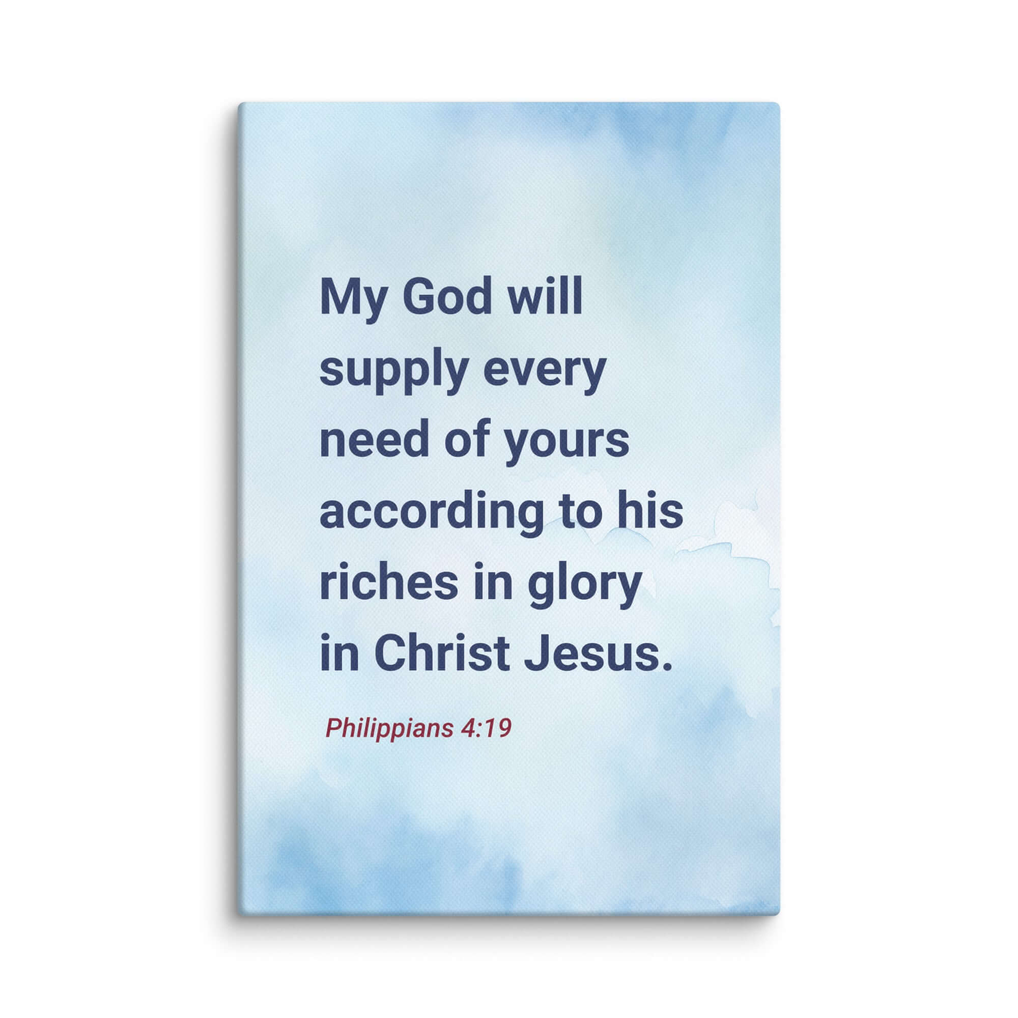Philippians 4:19 Bible Verse, God will supply Canvas Print Wall Art 12″×18″