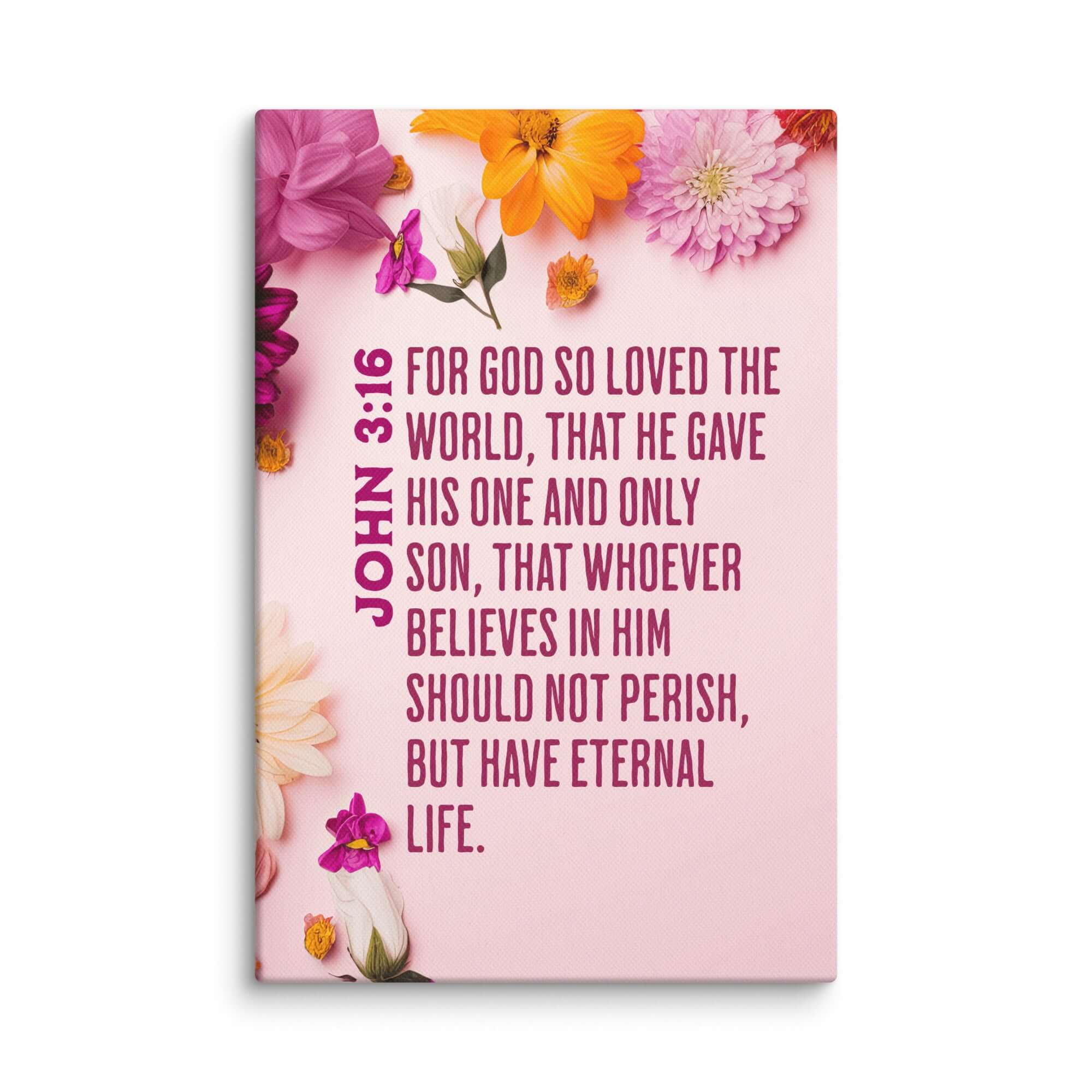John 3:16 Bible Verse, For God So Loved Canvas Print Wall Art 12″×18″