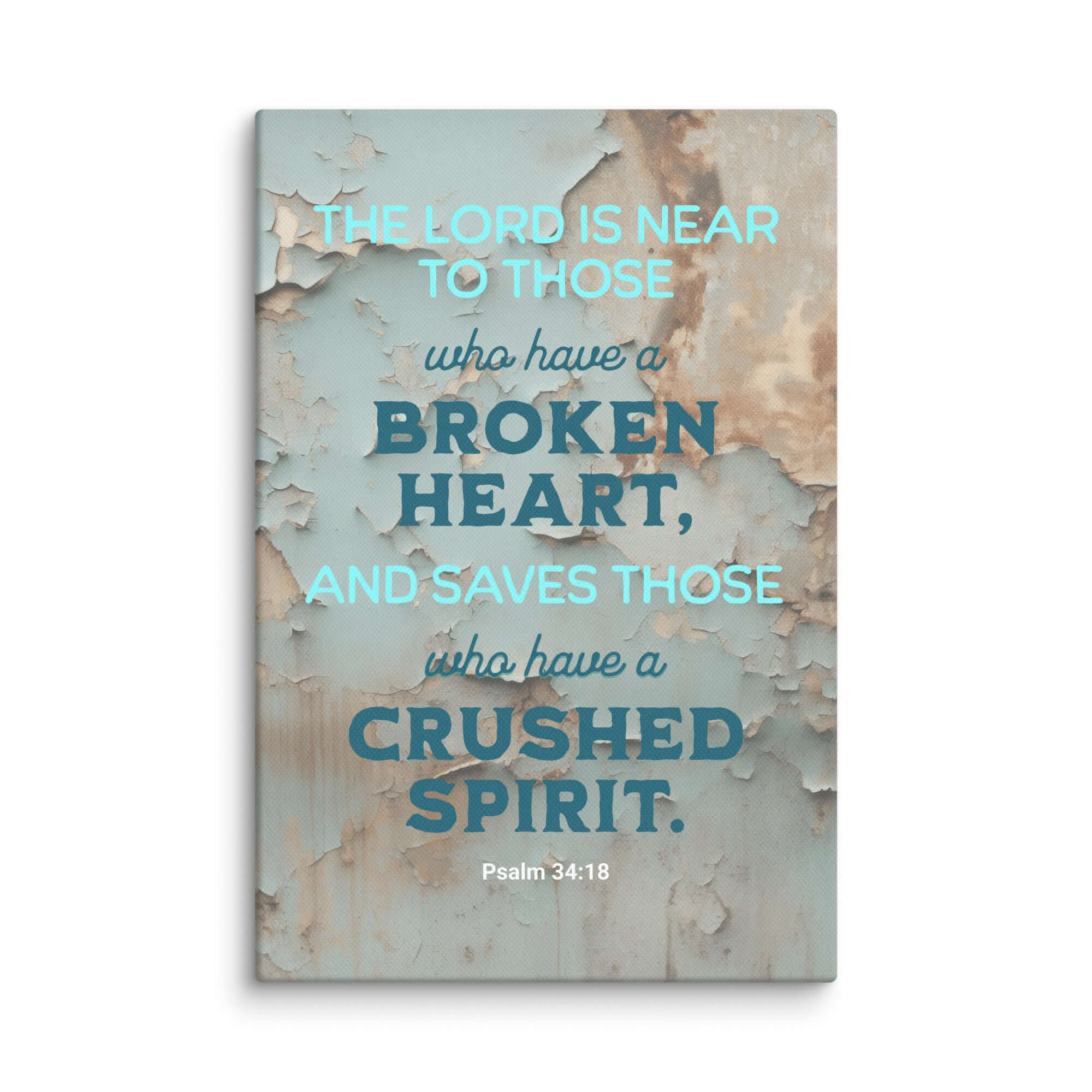Psalm 34:18 Bible Verse, The LORD is Near Canvas Print Wall Art 12″×18″