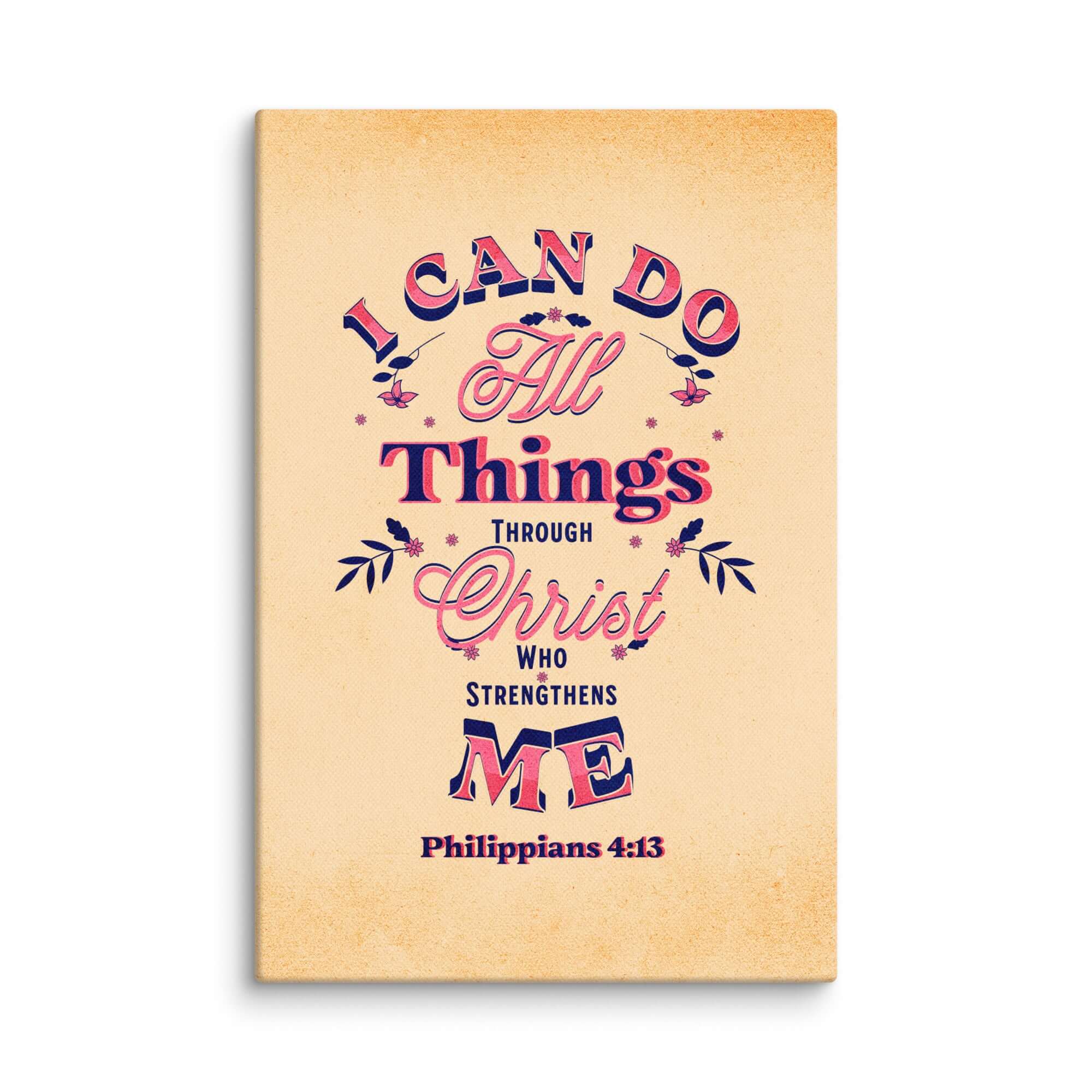 Philippians 4:13 Bible Verse, Christ Strengthens Me Canvas Print Wall Art 12″×18″