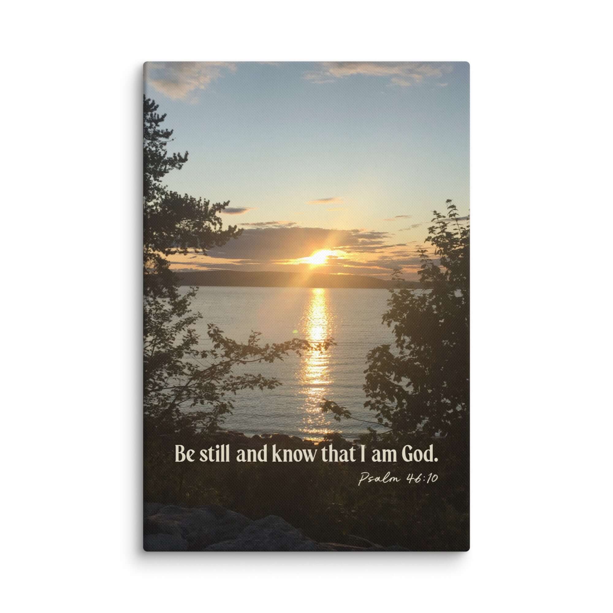 Psalm 46:10 Bible Verse, Sunset Glory Canvas Print Wall Art 12″×18″