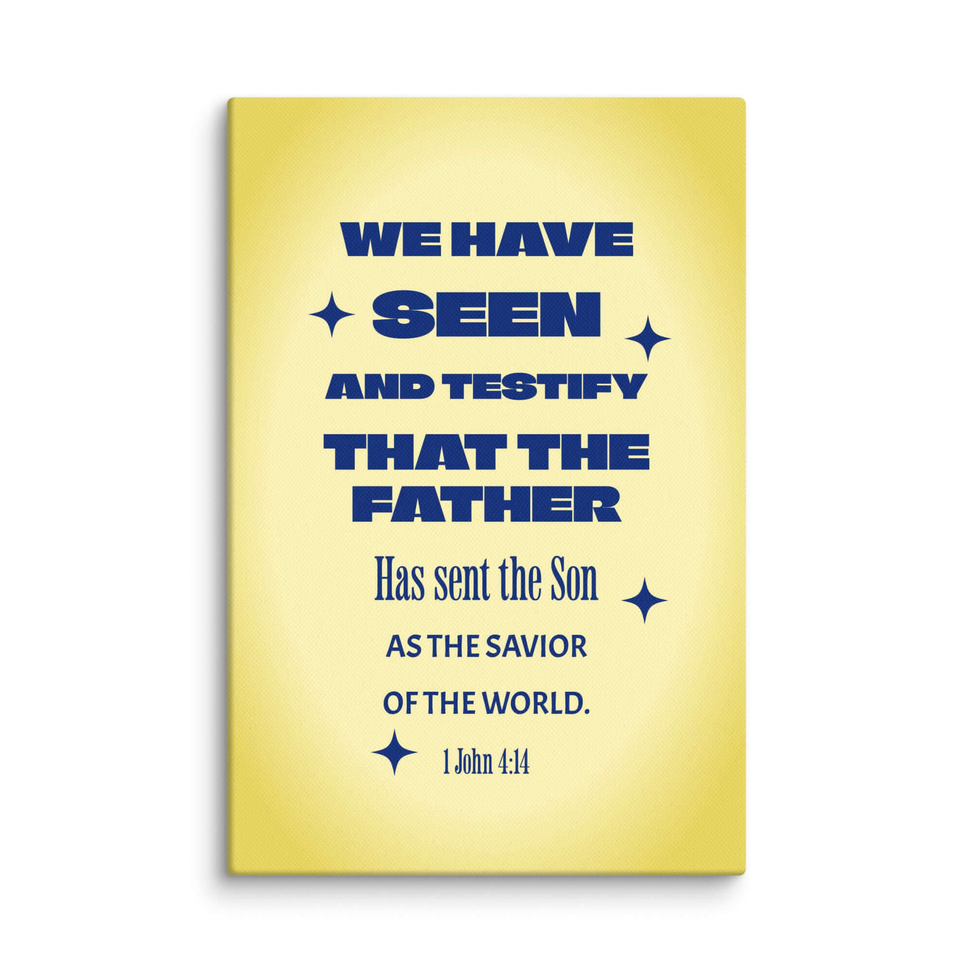 1 John 4:14 Bible Verse, Savior of the world Canvas Print Wall Art 12″×18″