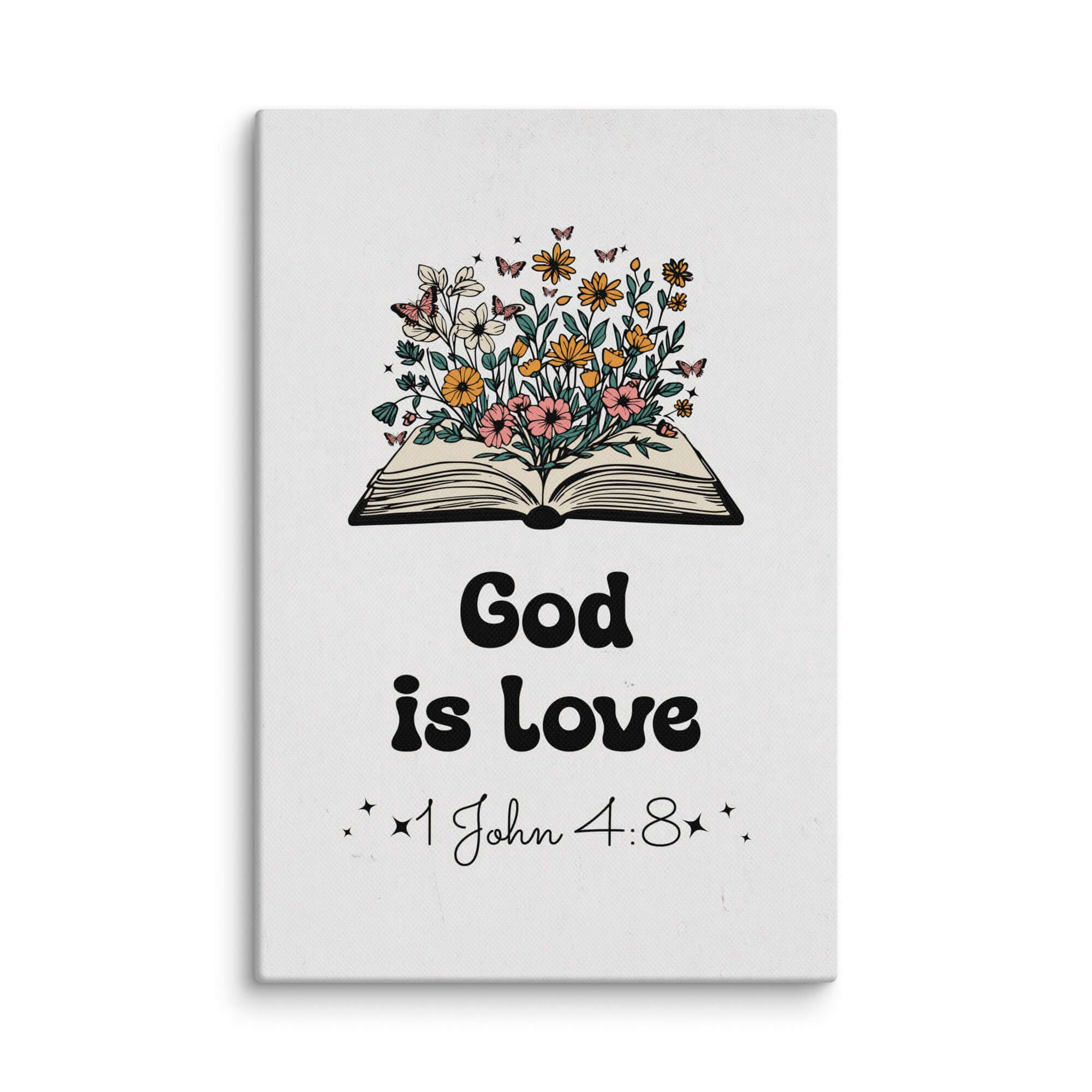 1 John 4:8 Bible Verse, God is Love Canvas Print Wall Art 12″×18″