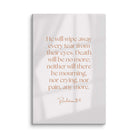 Revelation 21:4 Bible Verse, He will wipe Canvas Print Wall Art 12″×18″