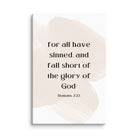 Romans 3:23 Bible Verse, fall short Canvas Print Wall Art 12″×18″