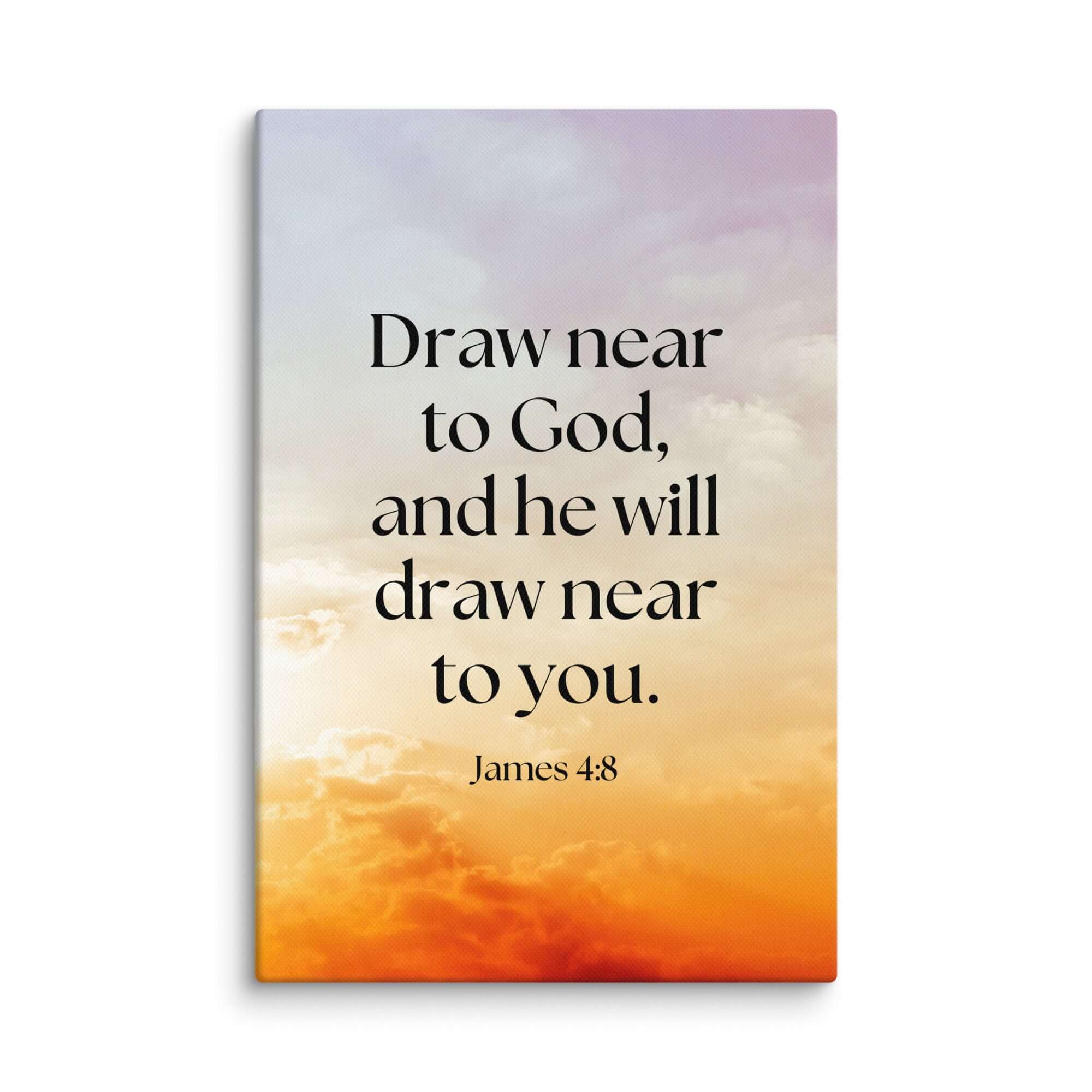 James 4:8 Bible Verse, he will draw Canvas Print Wall Art 12″×18″