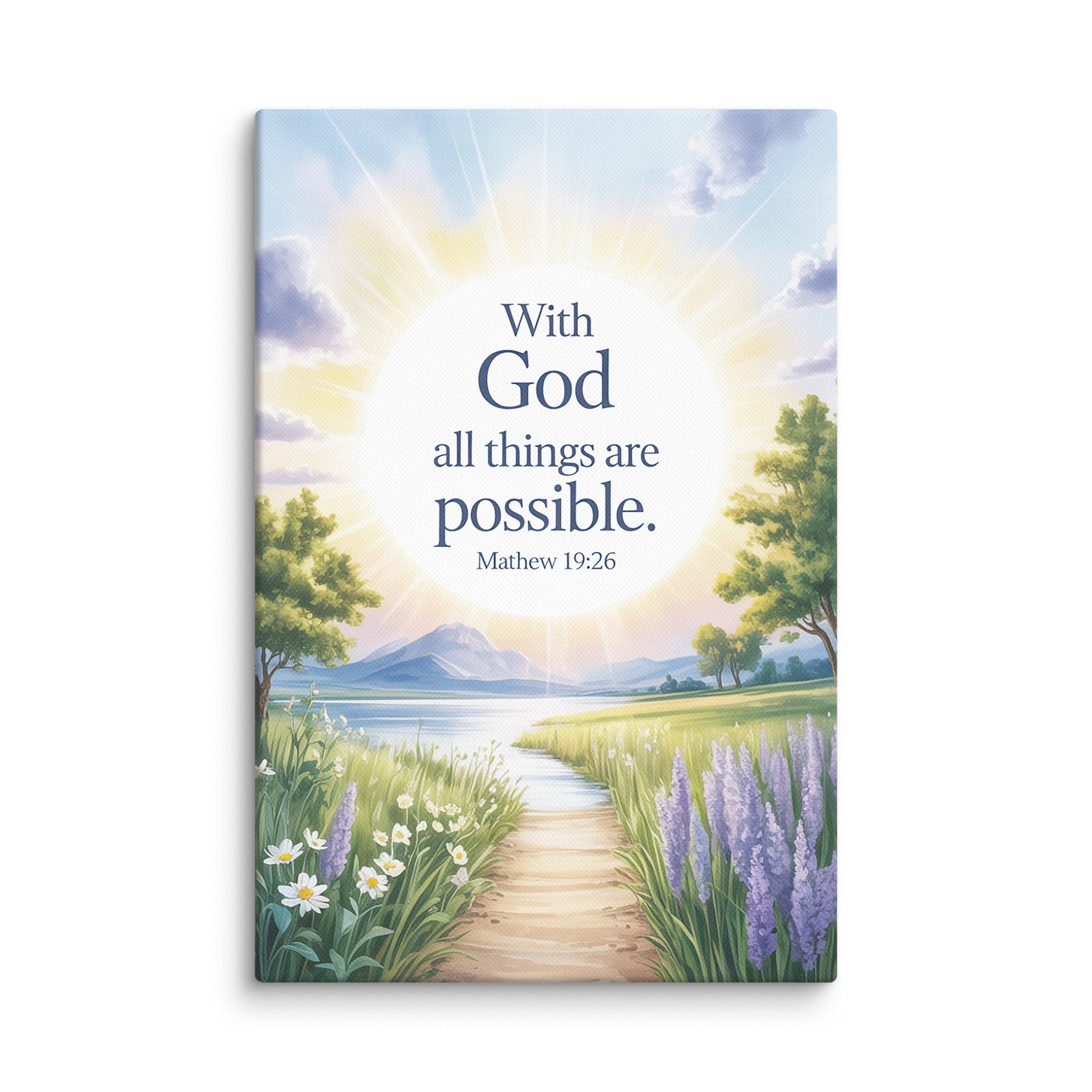 Matthew 19:26 Bible Verse Looking at Canvas 12″×18″