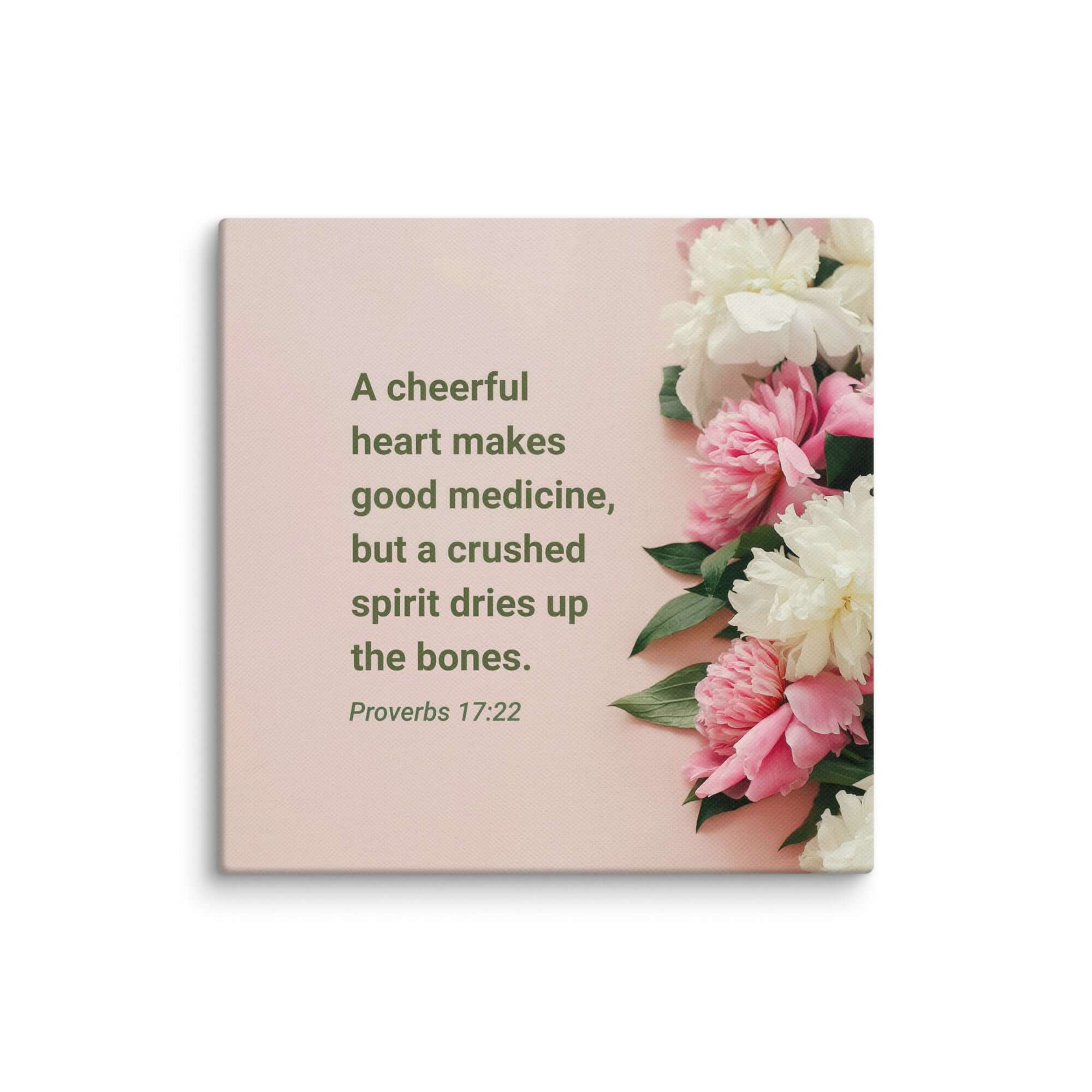 Proverbs 17:22 Bible Verse, good medicine Canvas Print Wall Art 14″×14″