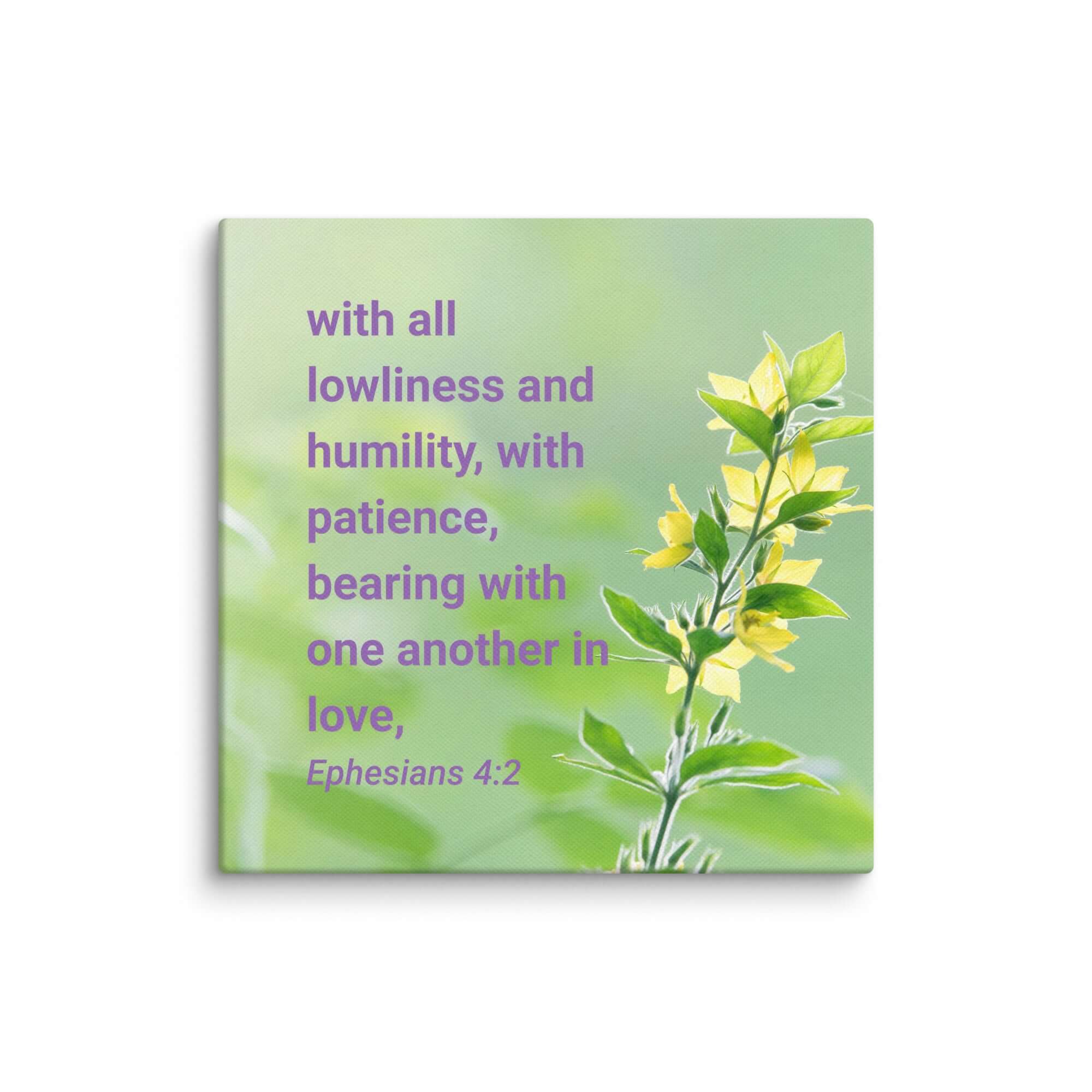 Ephesians 4:2 Bible Verse, one another in love Canvas Print Wall Art 14″×14″