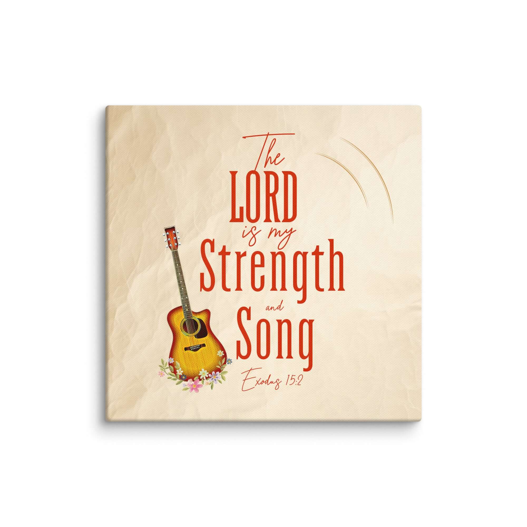 Exodus 15:2 Bible Verse, The LORD is my strength Canvas Print Wall Art 14″×14″