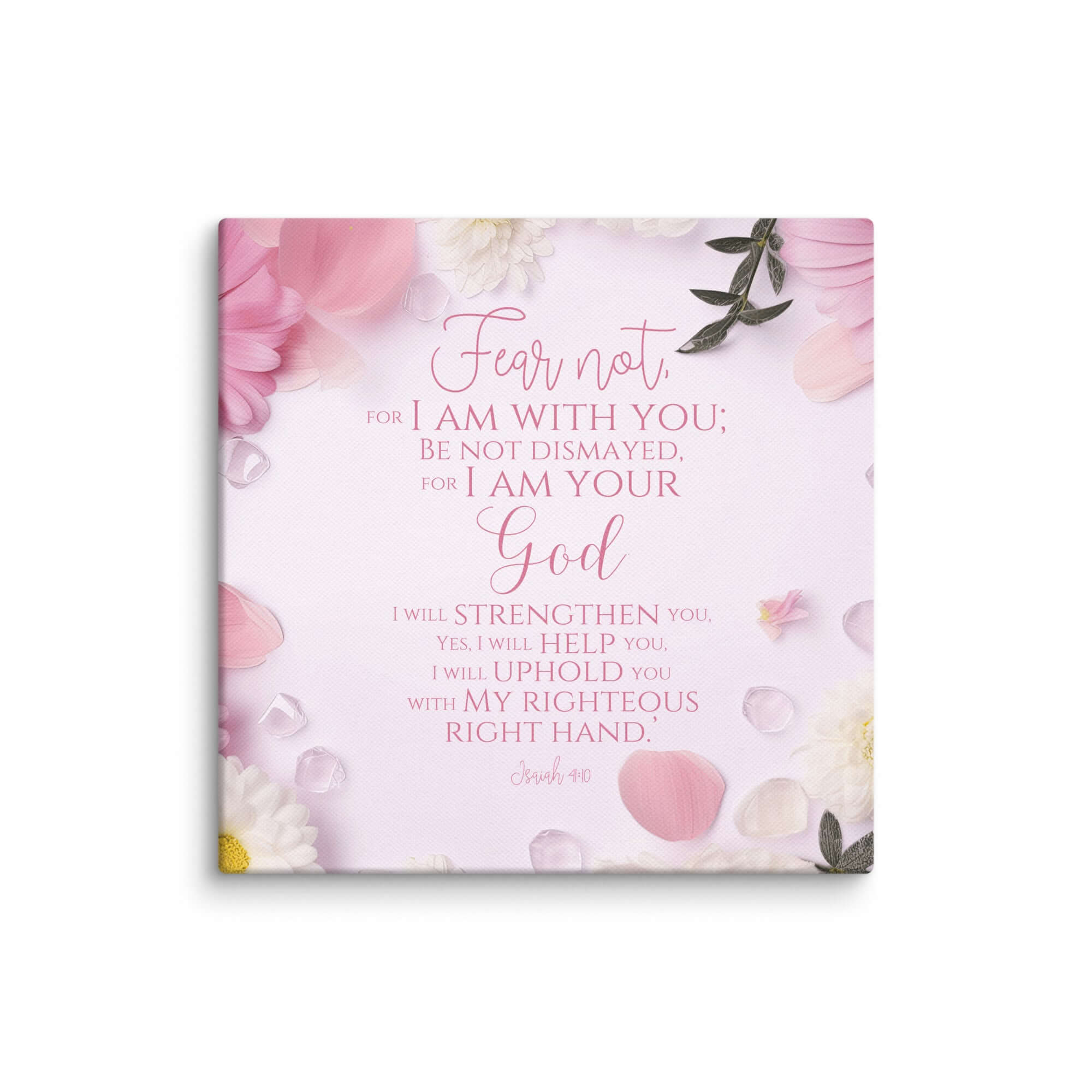 Isaiah 41:10 Bible Verse, God will strengthen you Canvas Print Wall Art 14″×14″