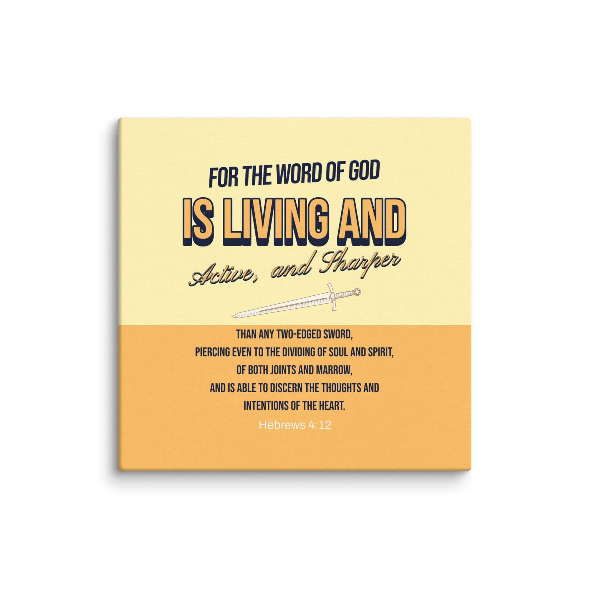 Hebrews 4:12 Bible Verse, living and active Canvas Print Wall Art 14″×14″