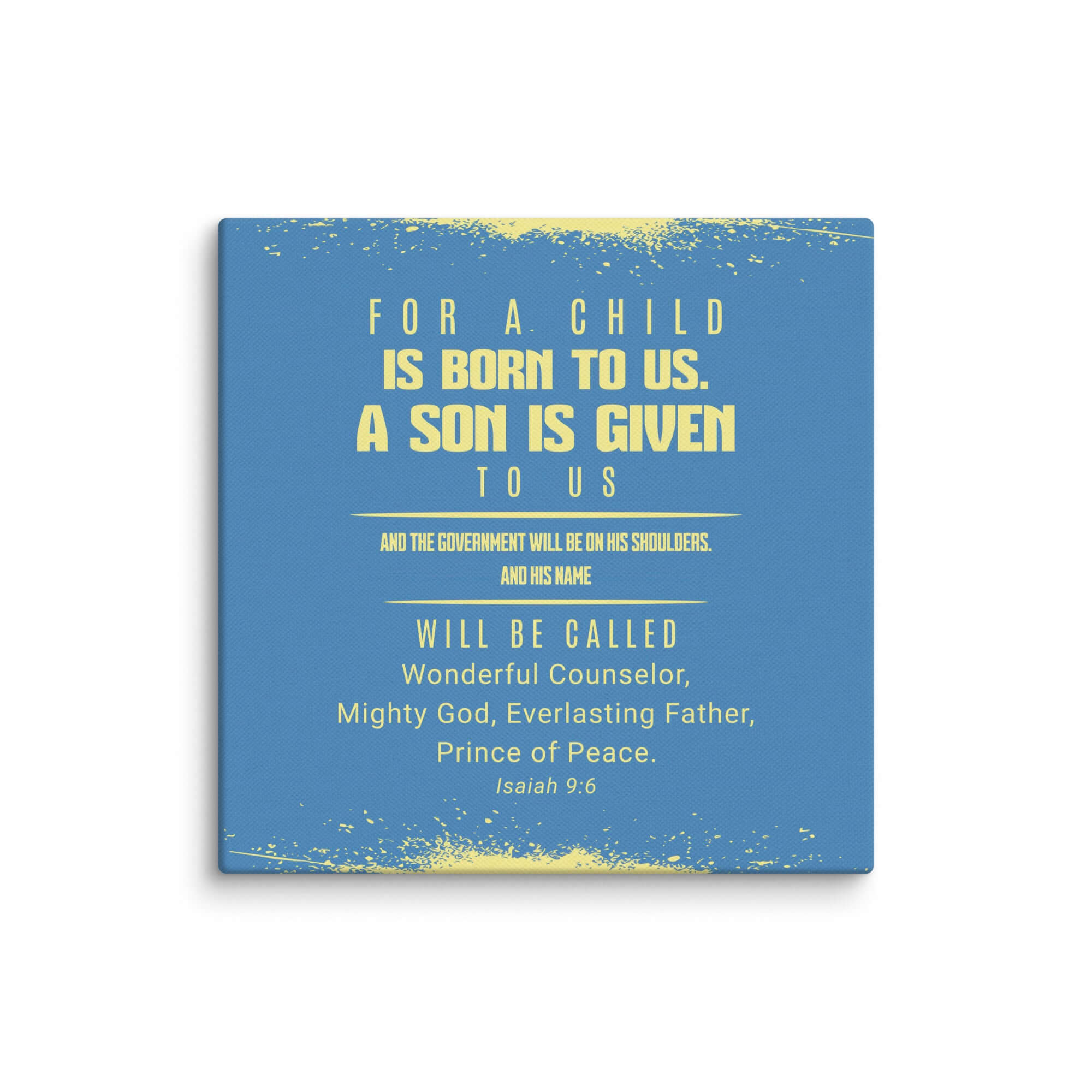 Isaiah 9:6 Bible Verse, Mighty God Canvas Print Wall Art 14″×14″