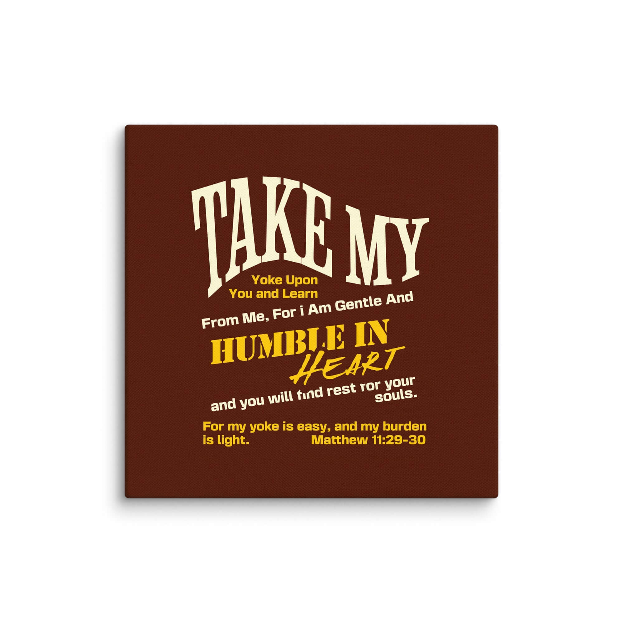 Matthew 11:29-30 Bible Verse, learn from me Canvas Print Wall Art 14″×14″