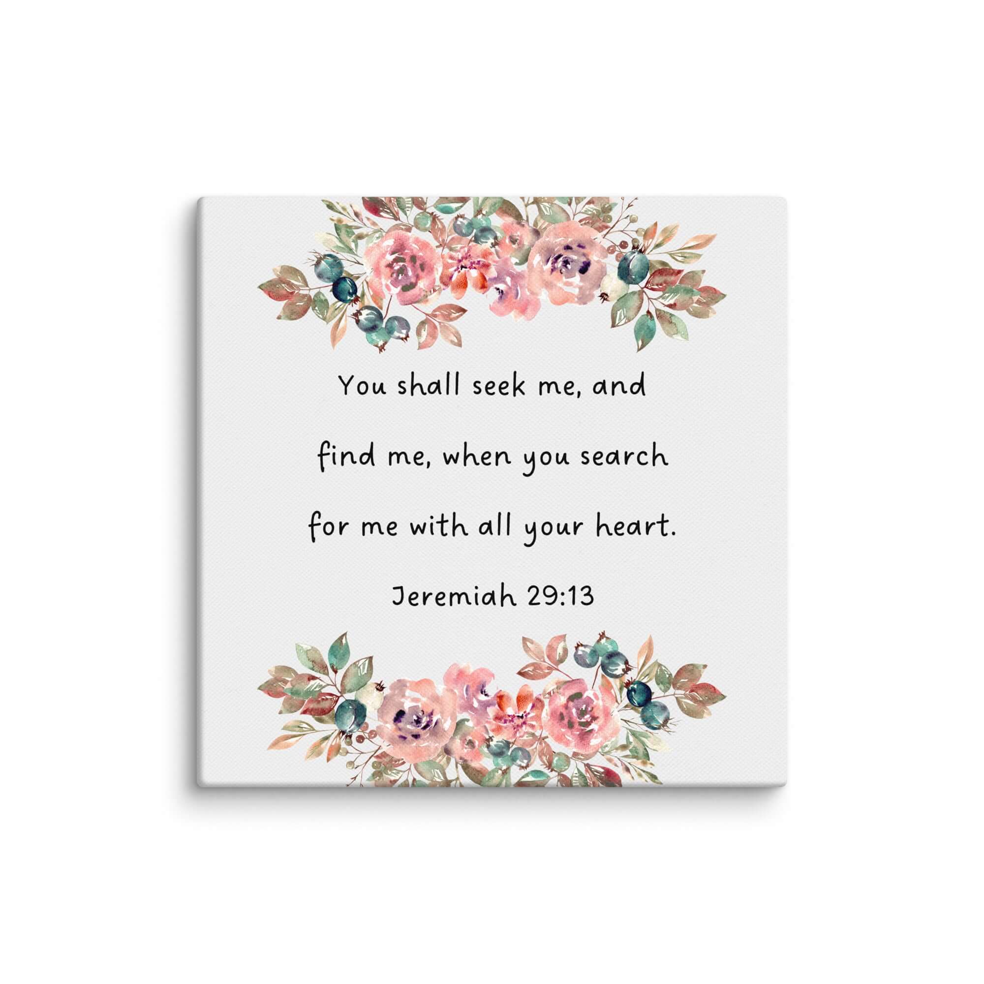 Jeremiah 29:13 Bible Verse, seek me Canvas Print Wall Art 14″×14″