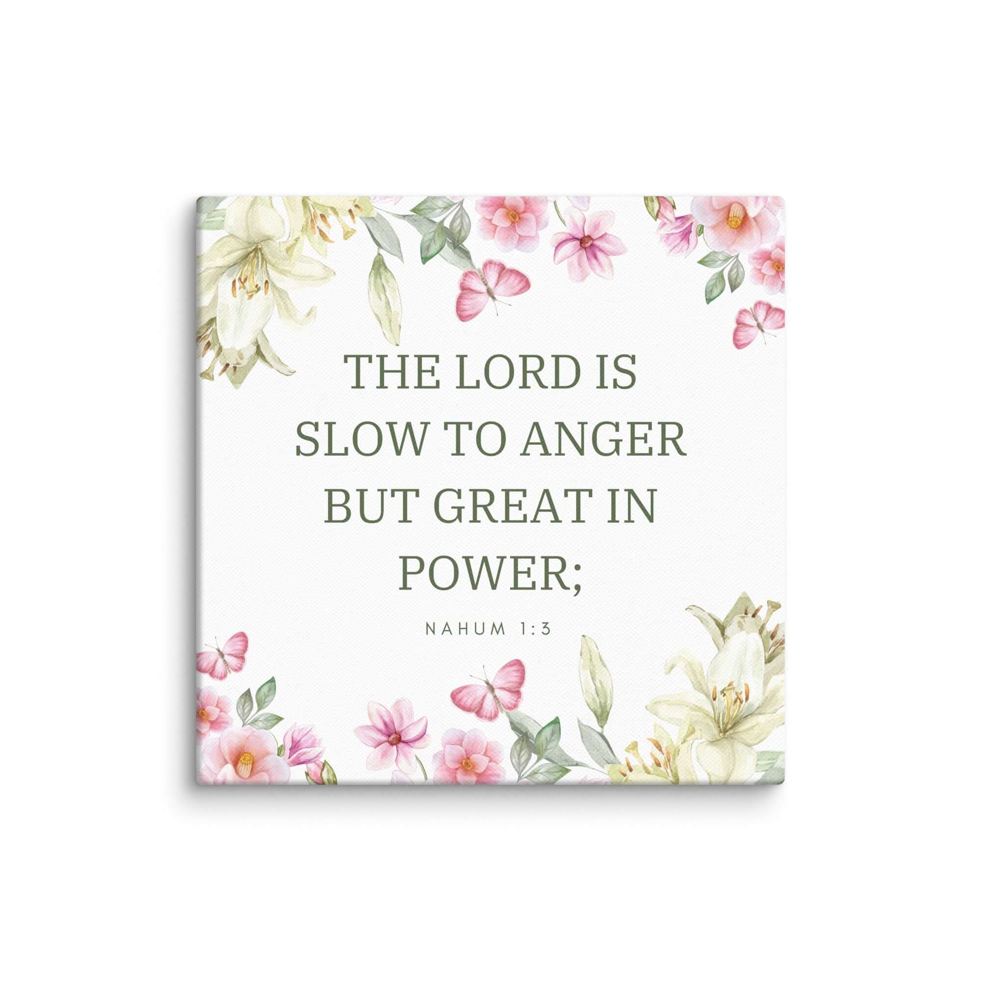 Nahum 1:3 Bible Verse, slow to anger Canvas Print Wall Art 14″×14″