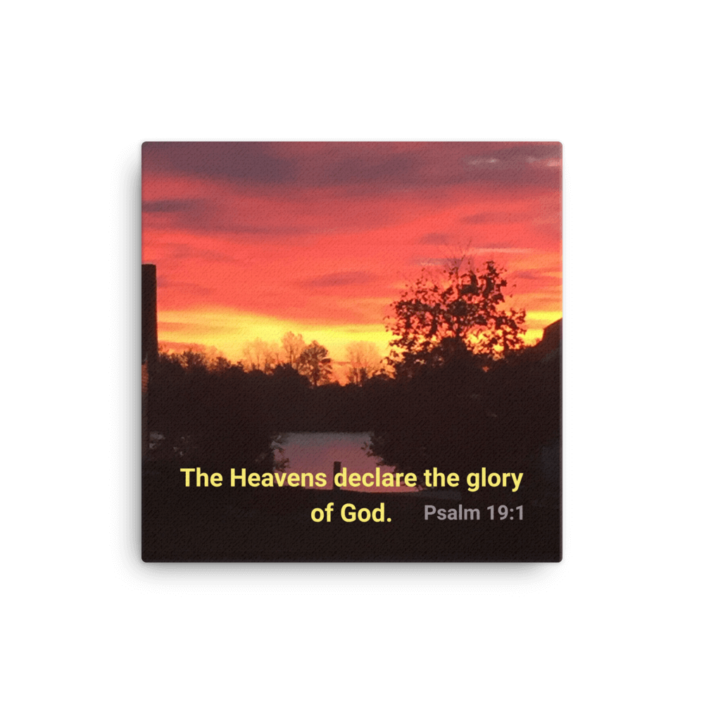 Psalm 19:1 Bible Verse, Sunset Glory Canvas Print Wall Art 16″×16″