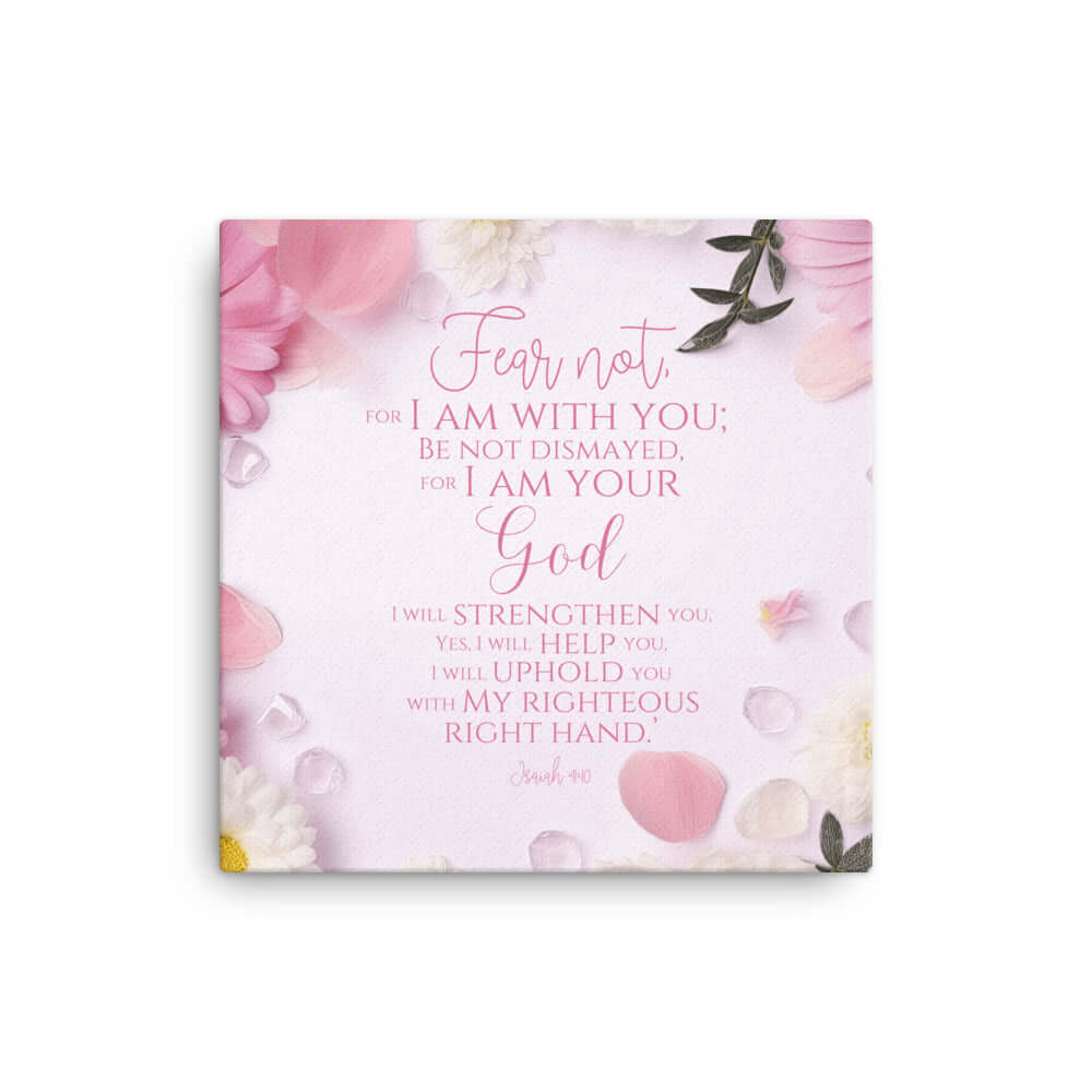 Isaiah 41:10 Bible Verse, God will strengthen you Canvas Print Wall Art 16″×16″