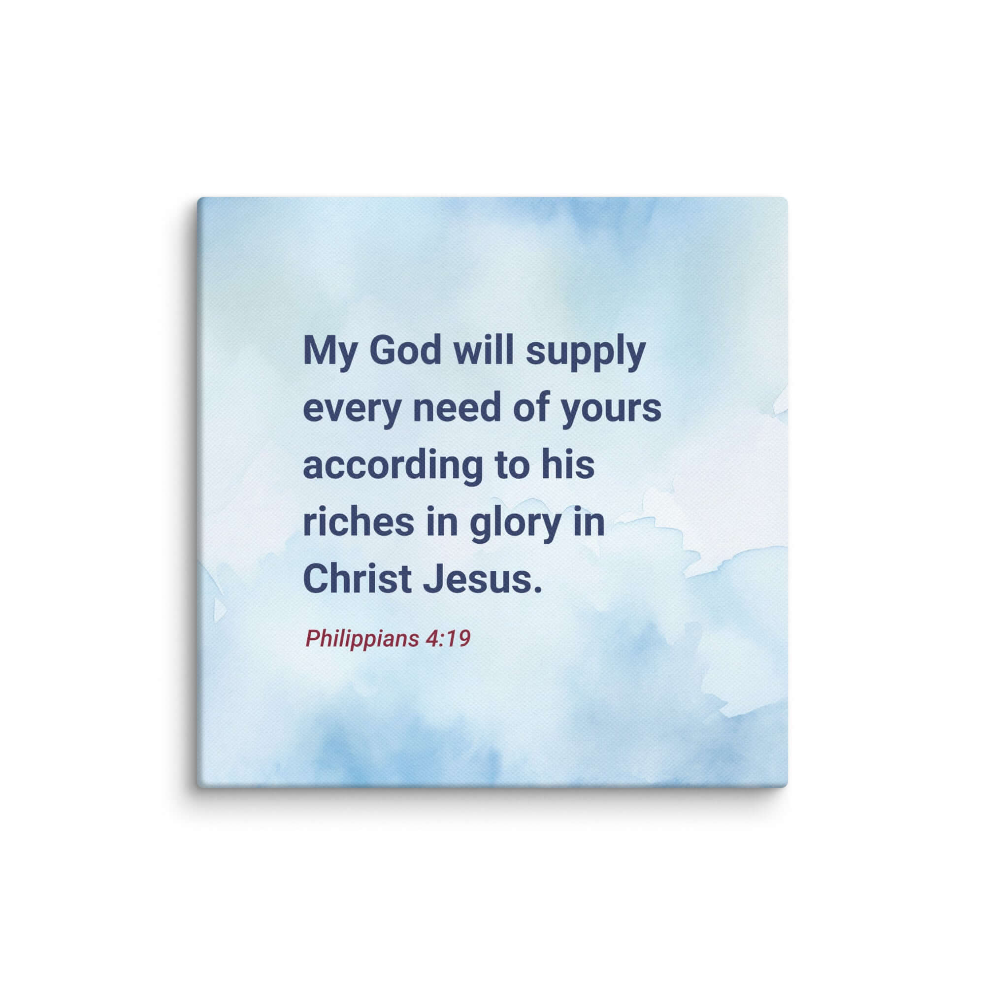 Philippians 4:19 Bible Verse, God will supply Canvas Print Wall Art 16″×16″