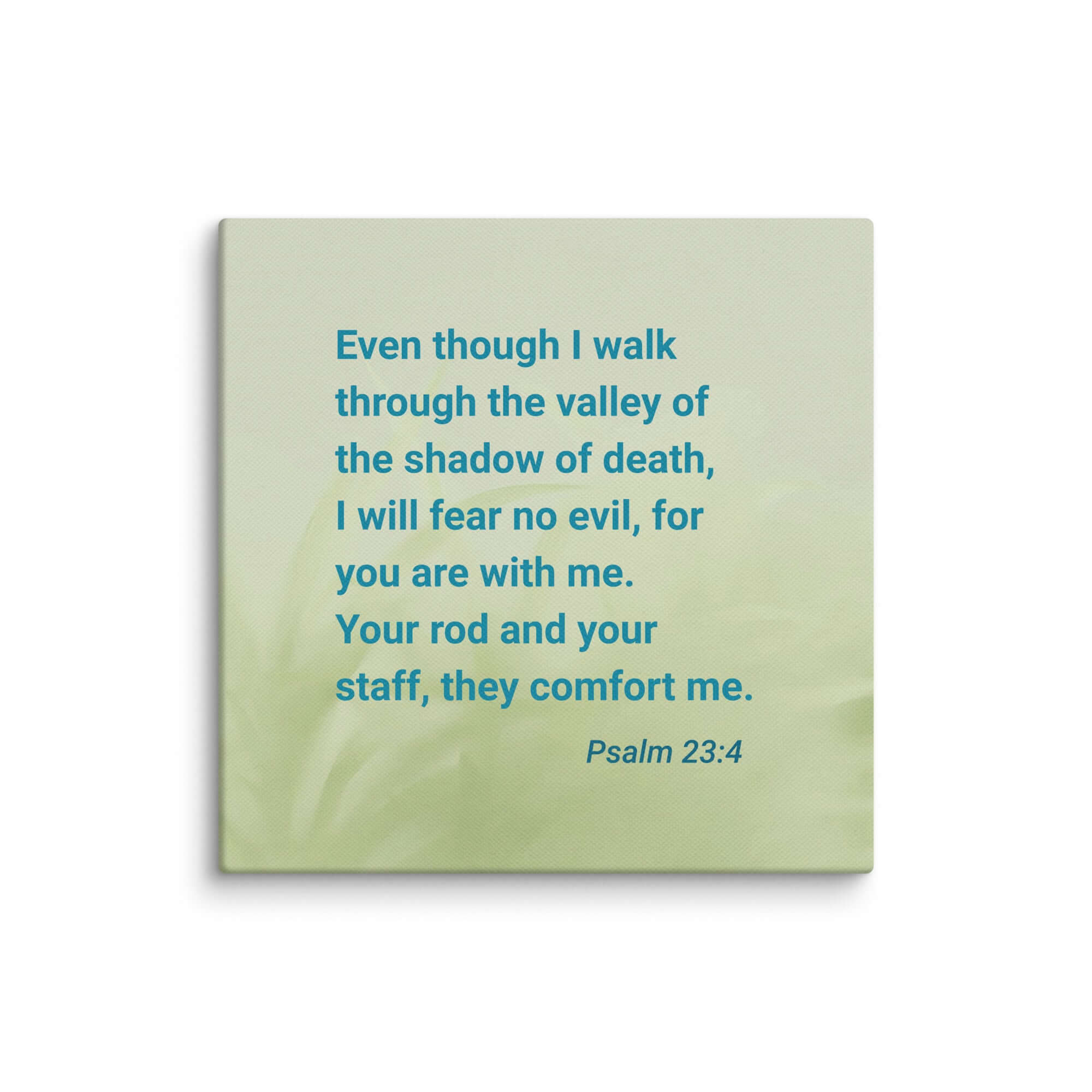 Psalm 23:4 Bible Verse, fear no evil Canvas Print Wall Art 16″×16″