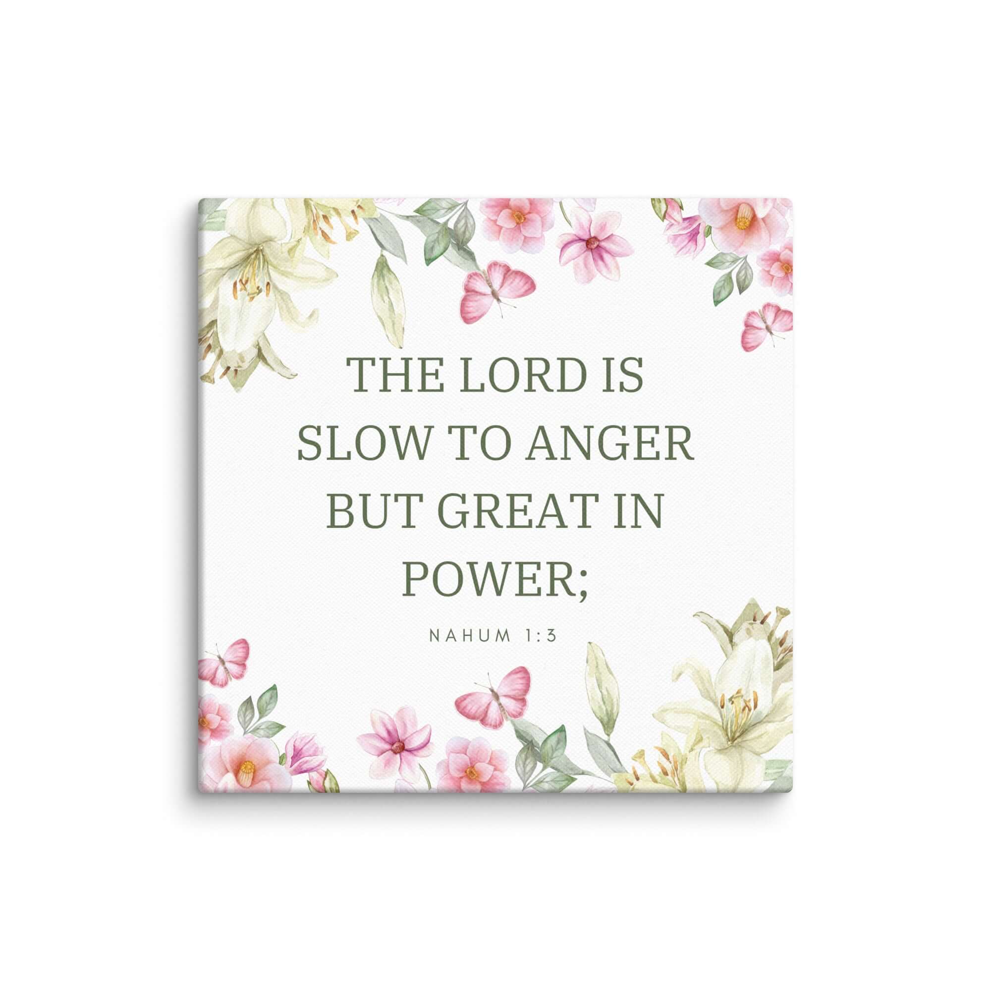Nahum 1:3 Bible Verse, slow to anger Canvas Print Wall Art 16″×16″