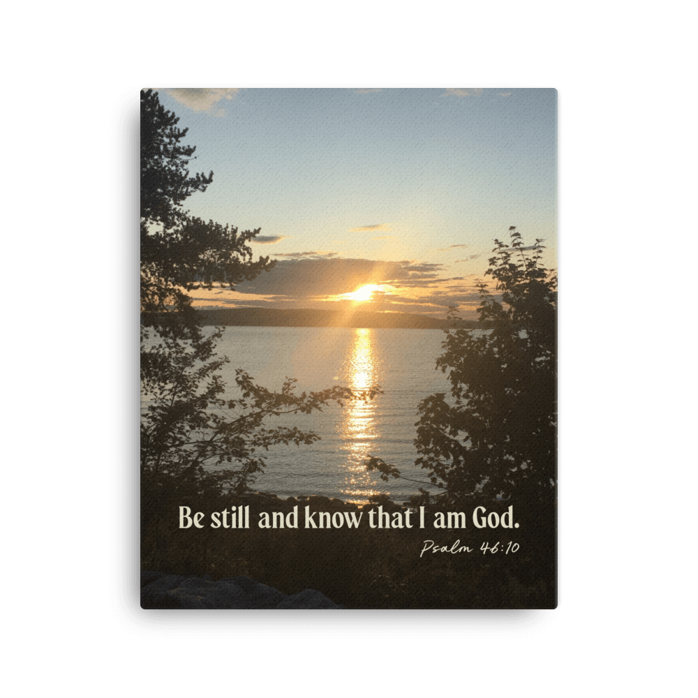 Psalm 46:10 Bible Verse, Sunset Glory Canvas Print Wall Art 16″×20″