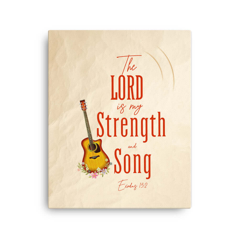 Exodus 15:2 Bible Verse, The LORD is my strength Canvas Print Wall Art 16″×20″