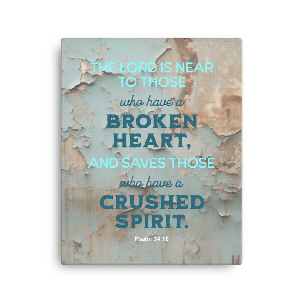 Psalm 34:18 Bible Verse, The LORD is Near Canvas Print Wall Art 16″×20″