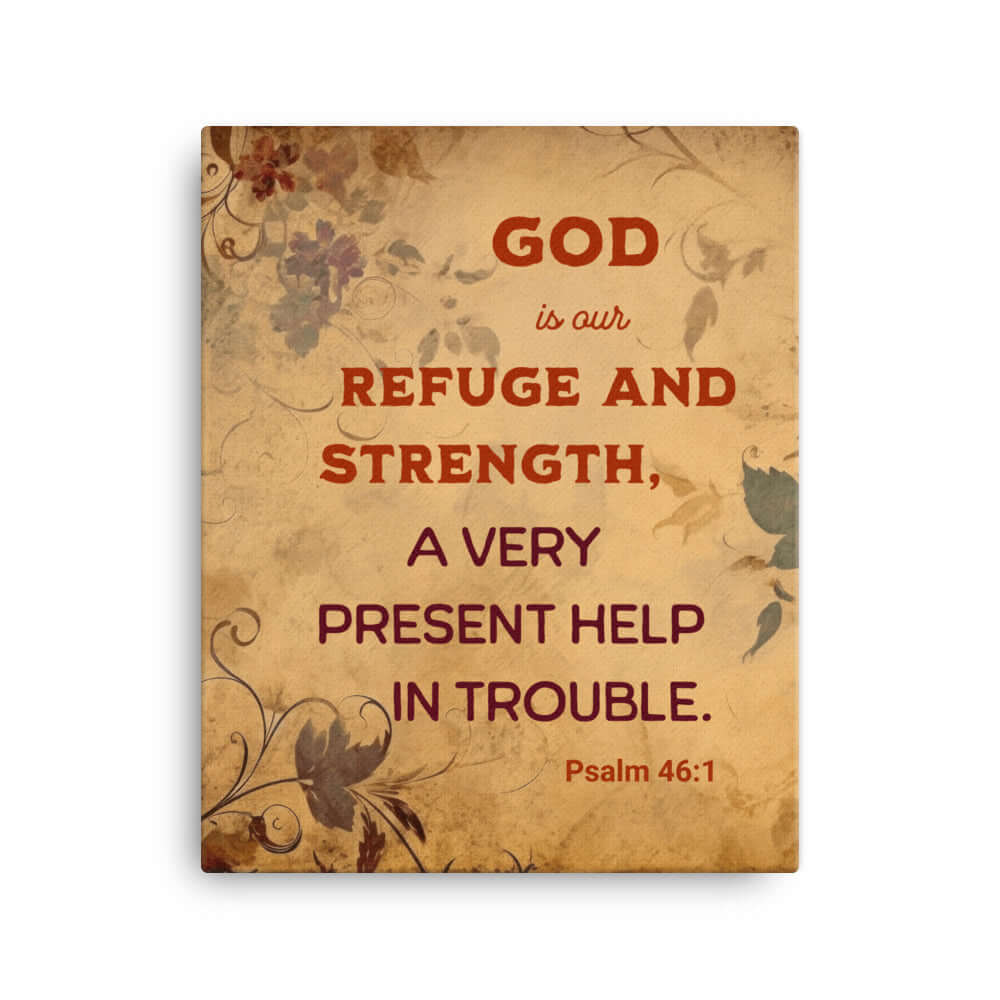 Psalm 46:1 Bible Verse, God is Our Refuge Canvas Print Wall Art 16″×20″