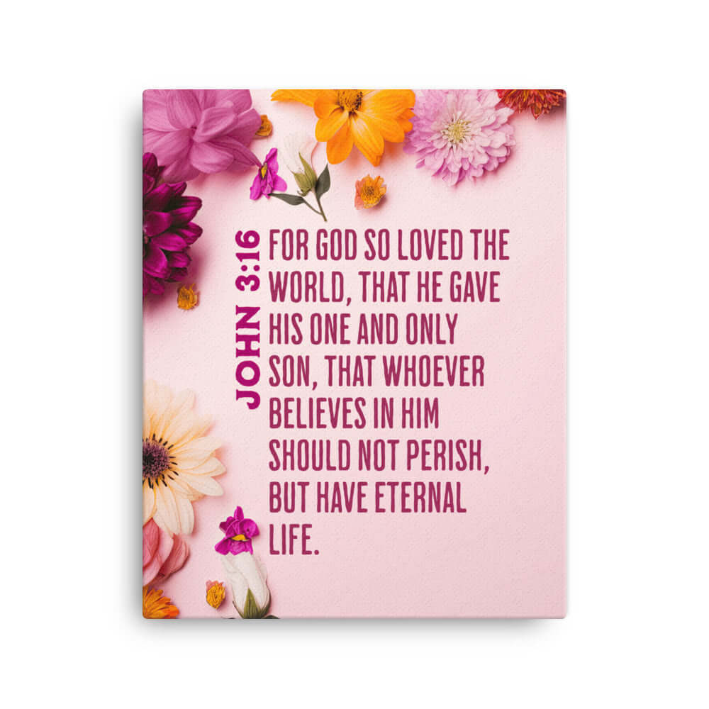 John 3:16 Bible Verse, For God So Loved Canvas Print Wall Art 16″×20″