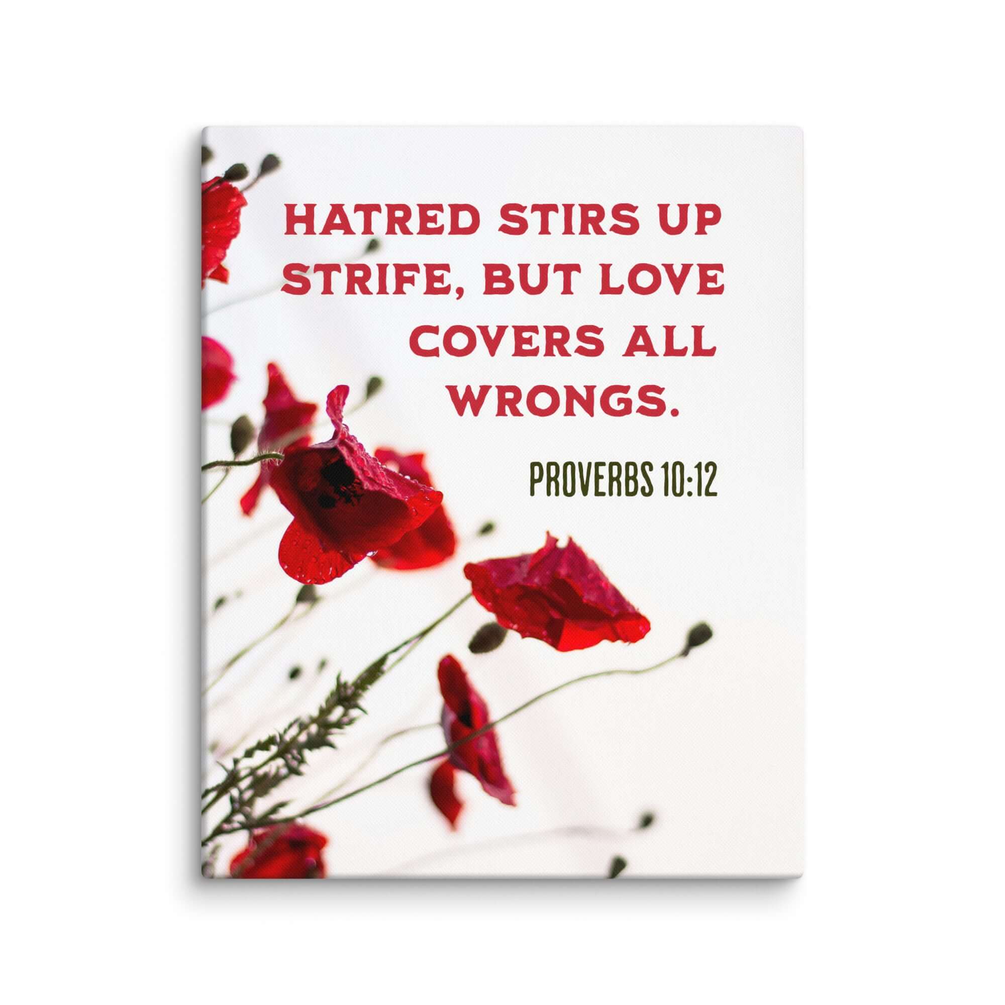 Proverbs 10:12 Bible Verse, Love Covers All Canvas Print Wall Art 16″×20″