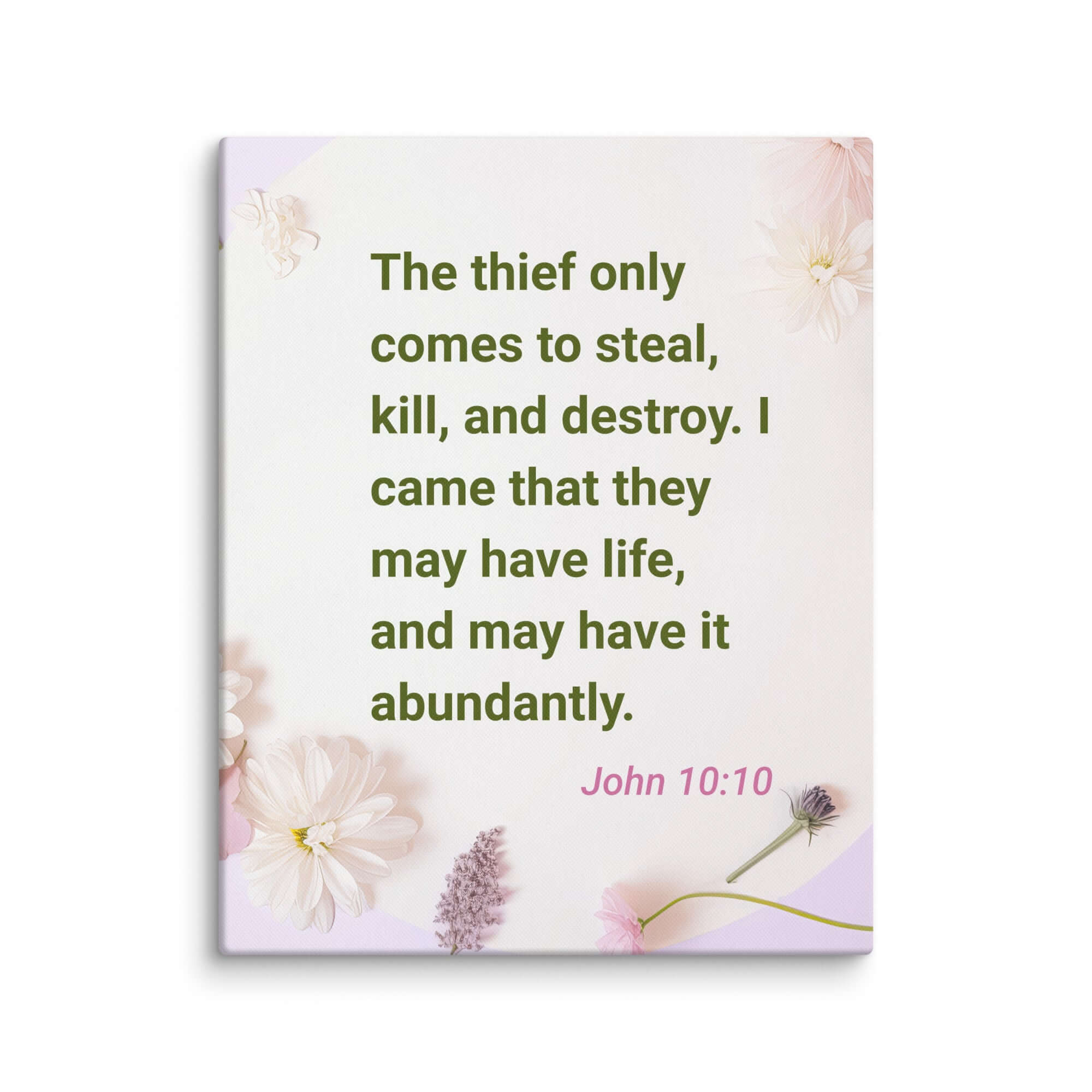 John 10:10 Bible Verse, Abundant Life Canvas Print Wall Art 16″×20″