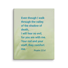 Psalm 23:4 Bible Verse, fear no evil Canvas Print Wall Art 16″×20″