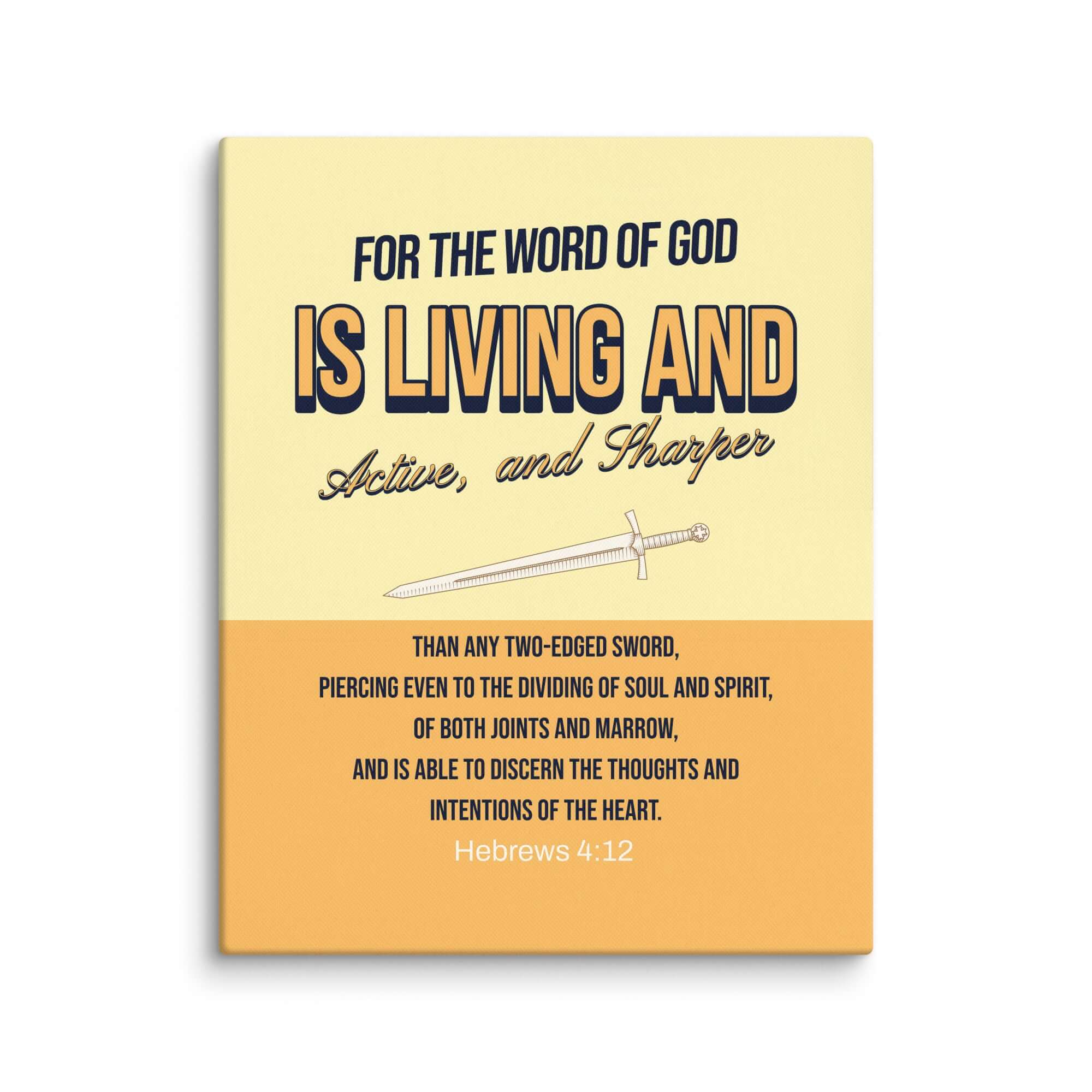 Hebrews 4:12 Bible Verse, living and active Canvas Print Wall Art 16″×20″