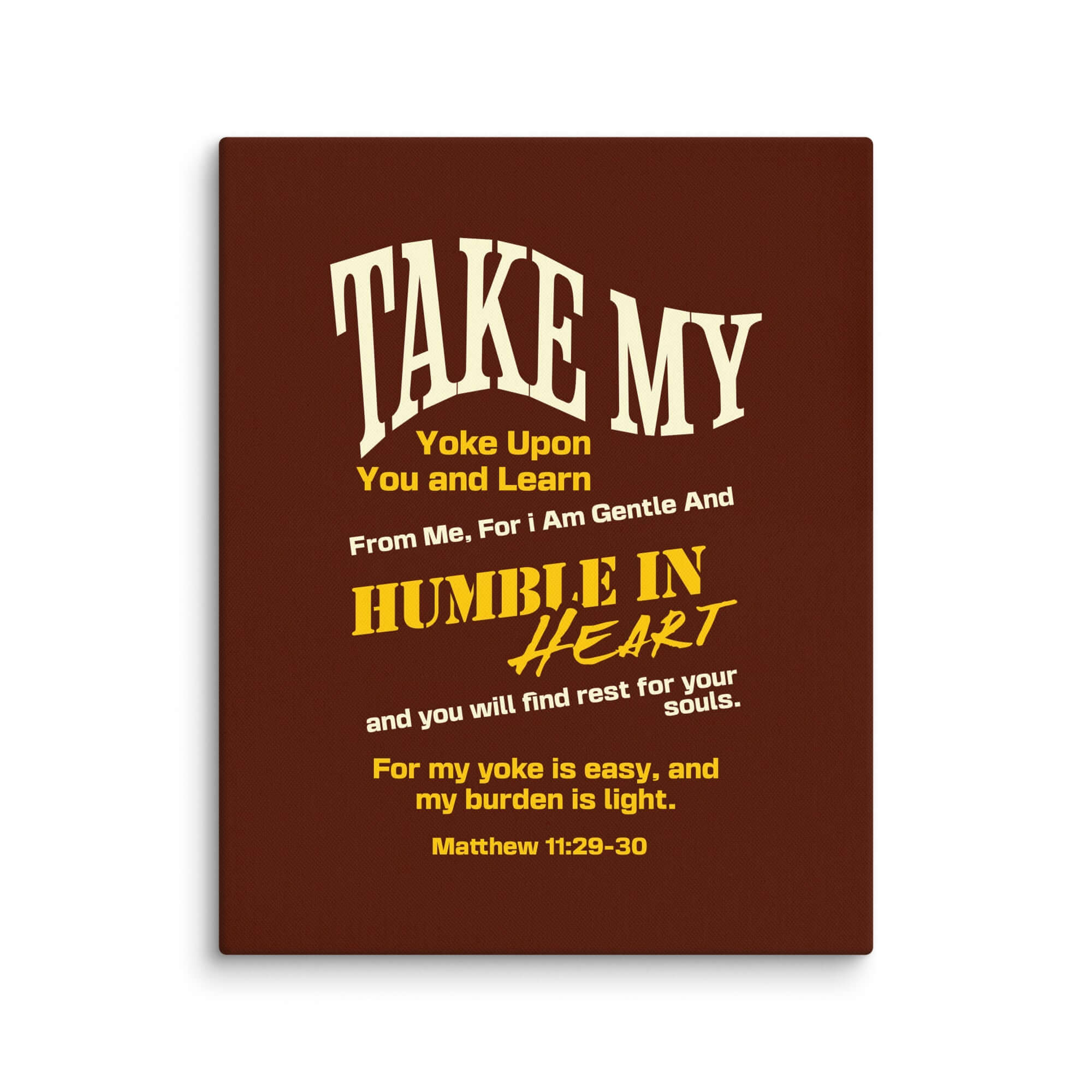 Matthew 11:29-30 Bible Verse, learn from me Canvas Print Wall Art 16″×20″